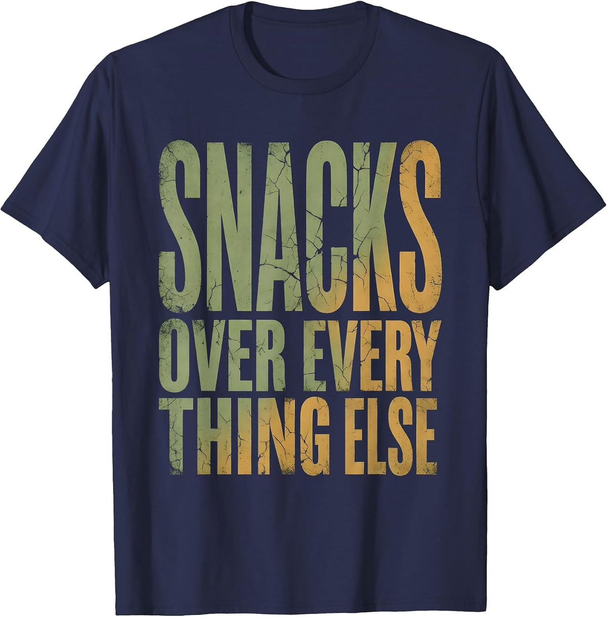 Men's Snacks Over Everything Funny Raccoon Design T-Shirt - Navy Blue