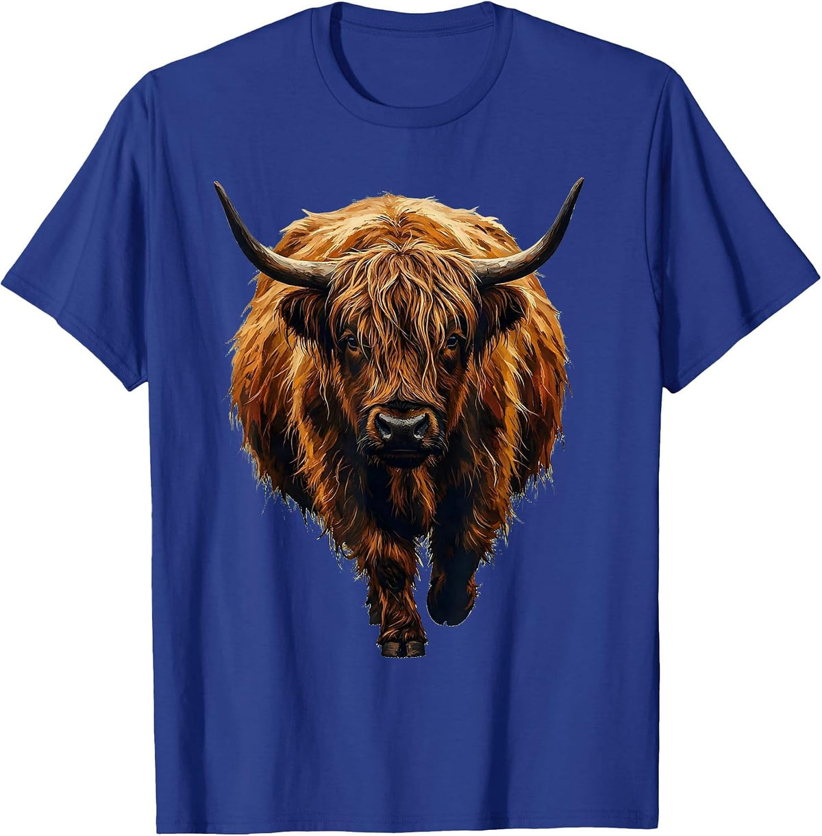 Men's Highland Cow Cute Scottish Humor Casual Wear T-Shirt - Royal Blue