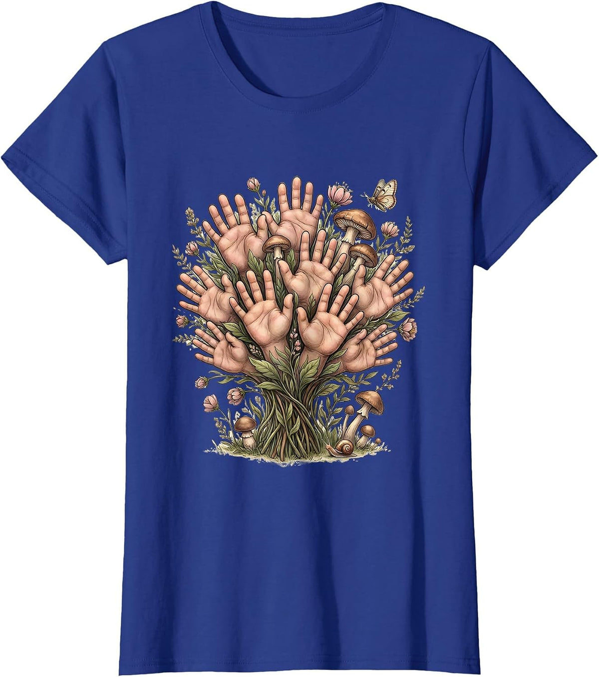 Women's Preschool Teacher Little Hands Paint Print T-Shirt - Royal Blue