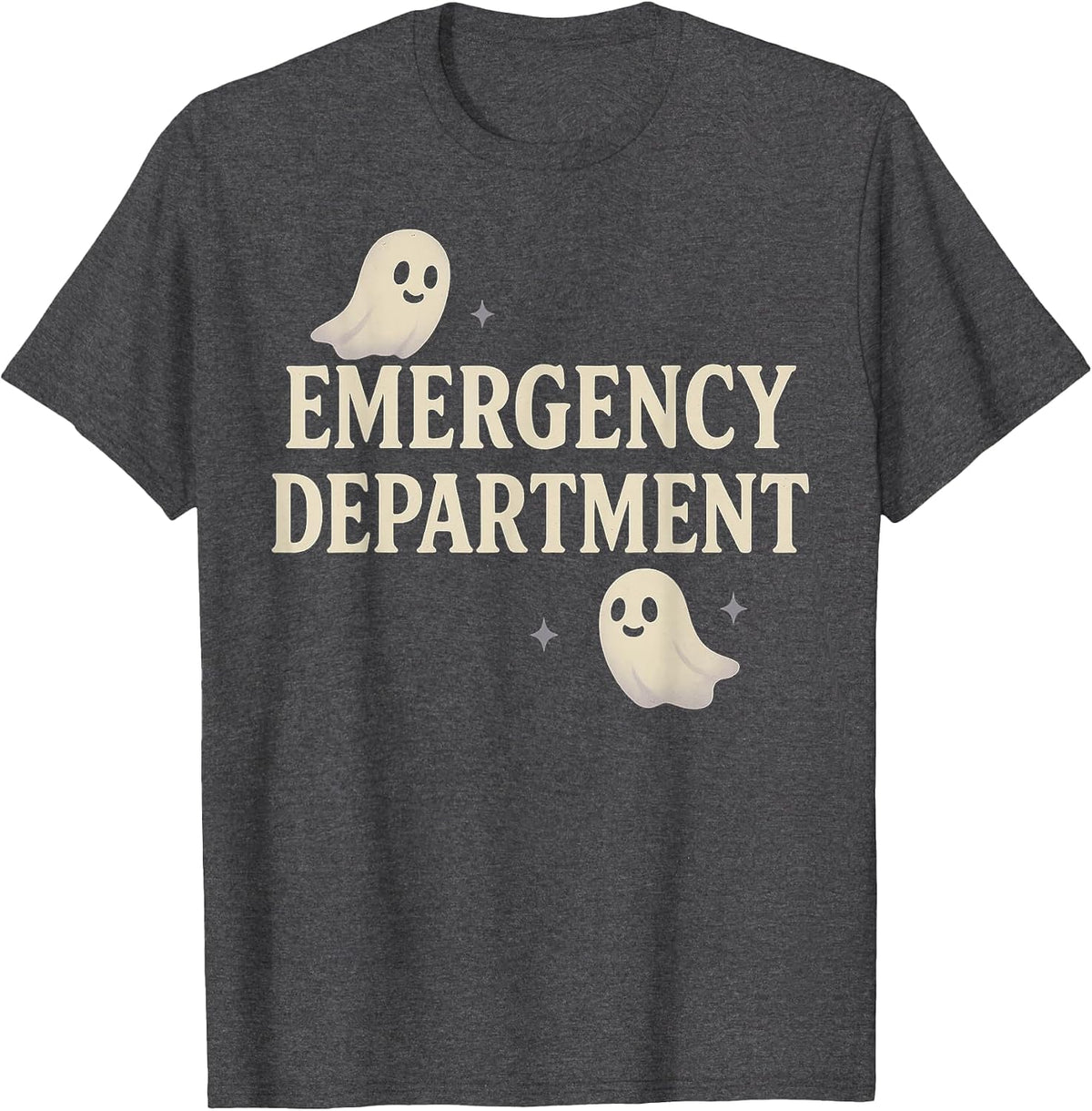 ER Halloween Emergency Department Cute Ghost Design Spooky T-Shirt - Dark Heather Grey