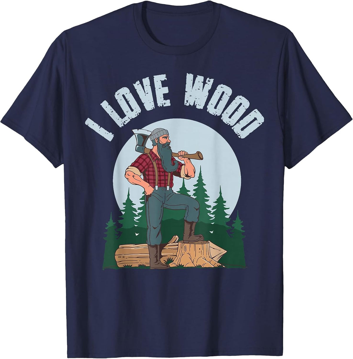 I Love Wood T-Shirt - Navy Blue