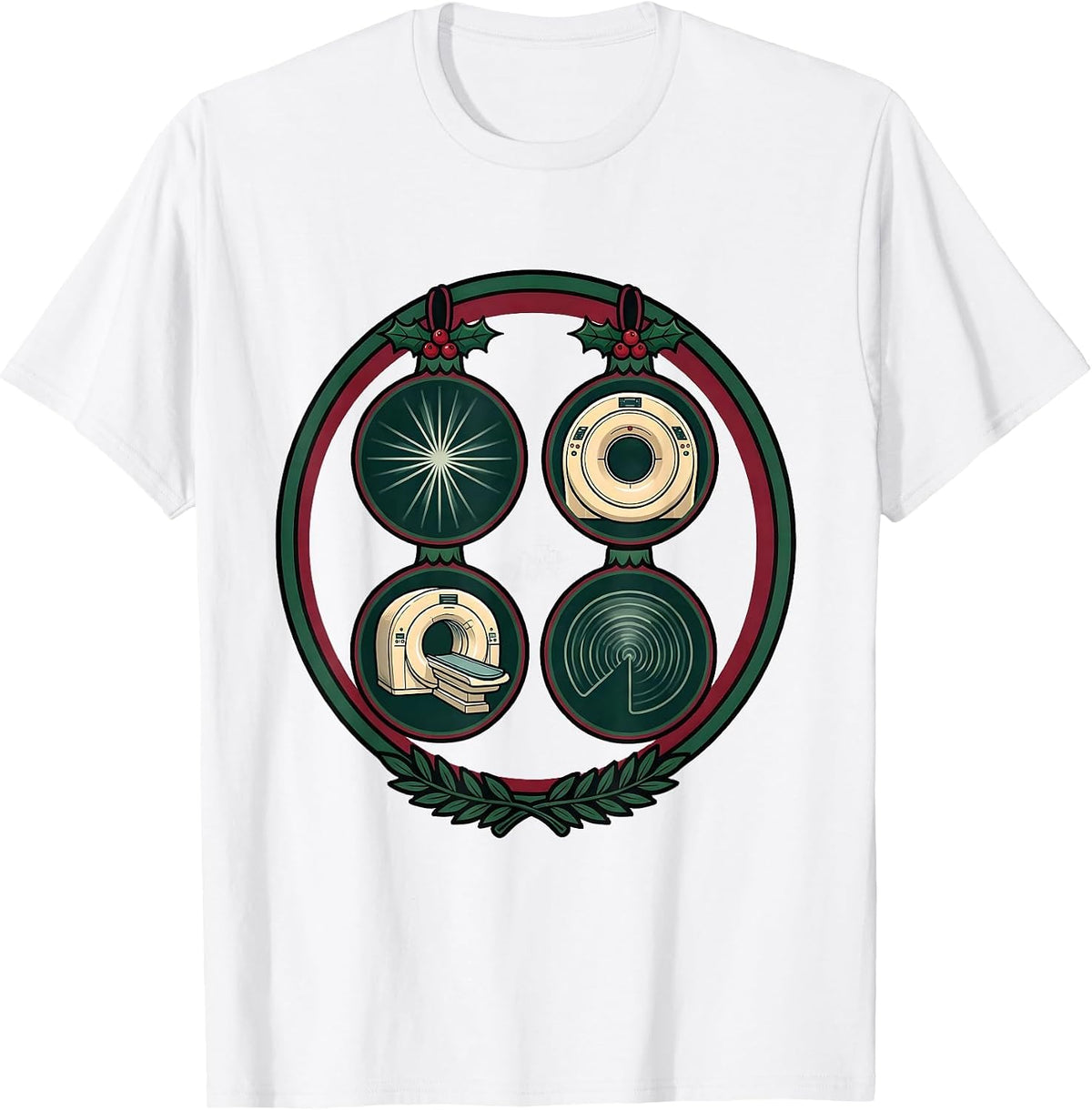 Men's Radiology Tech Christmas Badge Crest Xray Tech Humor T-Shirt - White