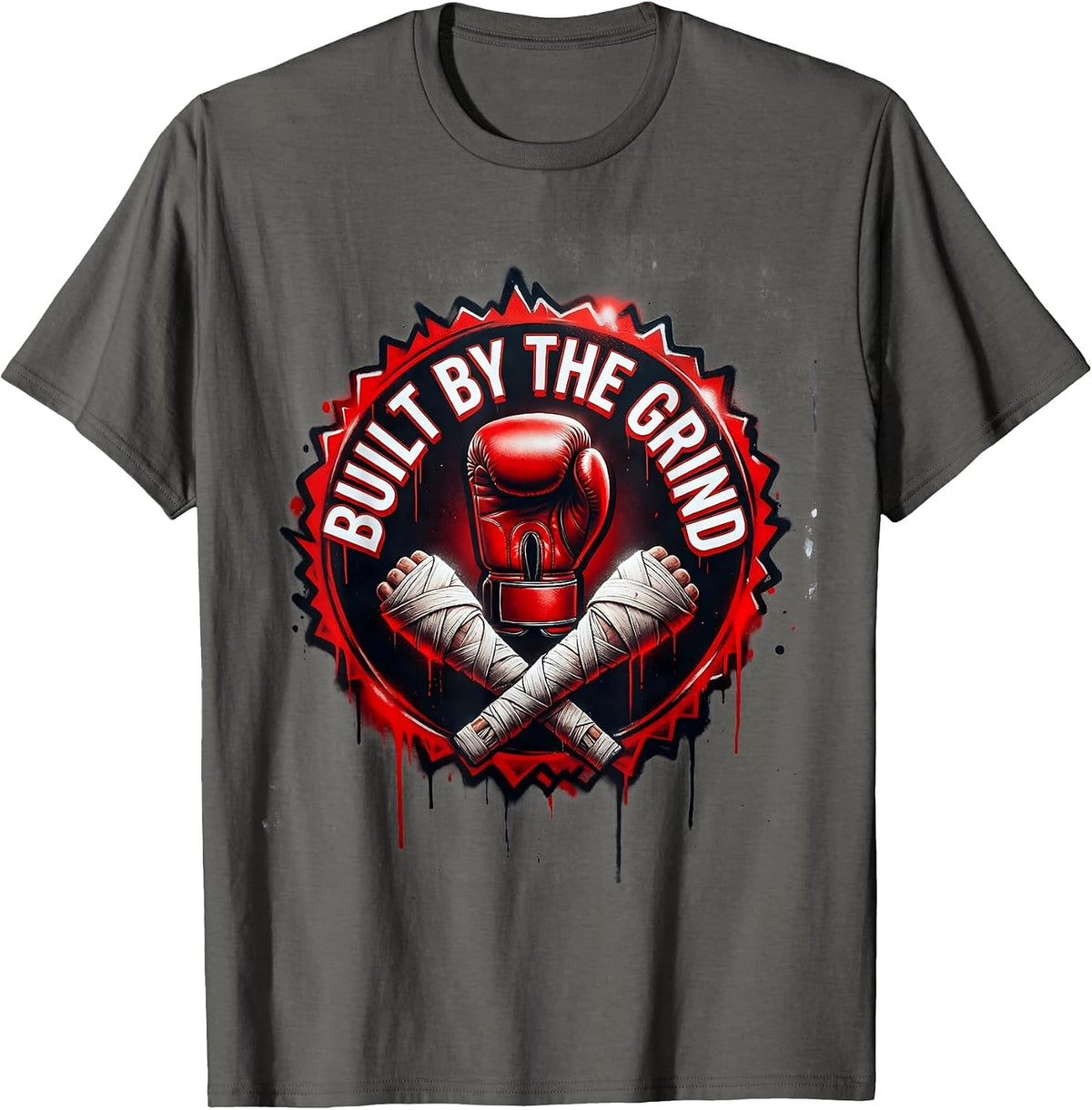 Built by the Grind Muay Thai Warrior Design T-Shirt - Asphalt Grey
