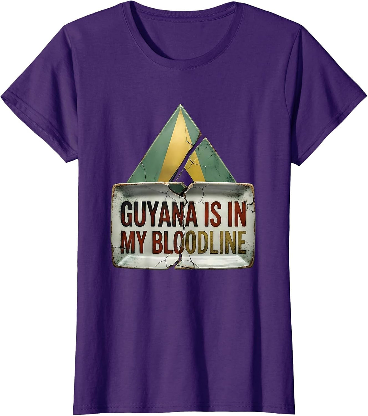 Women's Guyana Is In My Bloodline Distressed Heritage Pride T-Shirt - Purple