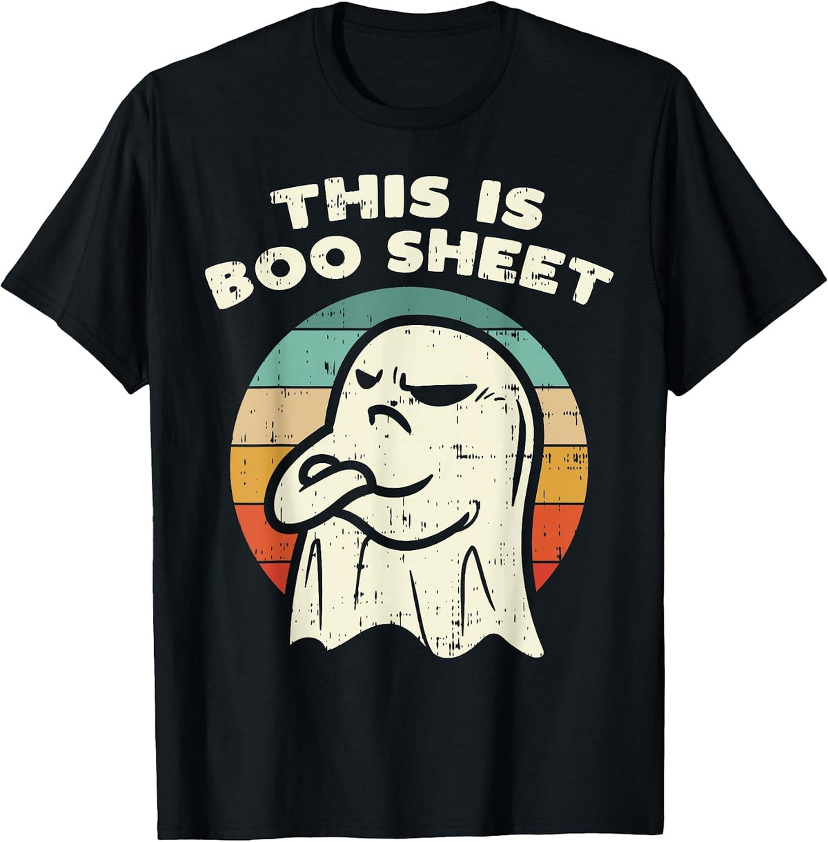 This is Boo Sheet Ghost Retro Halloween Costume Men Women T-Shirt - Black