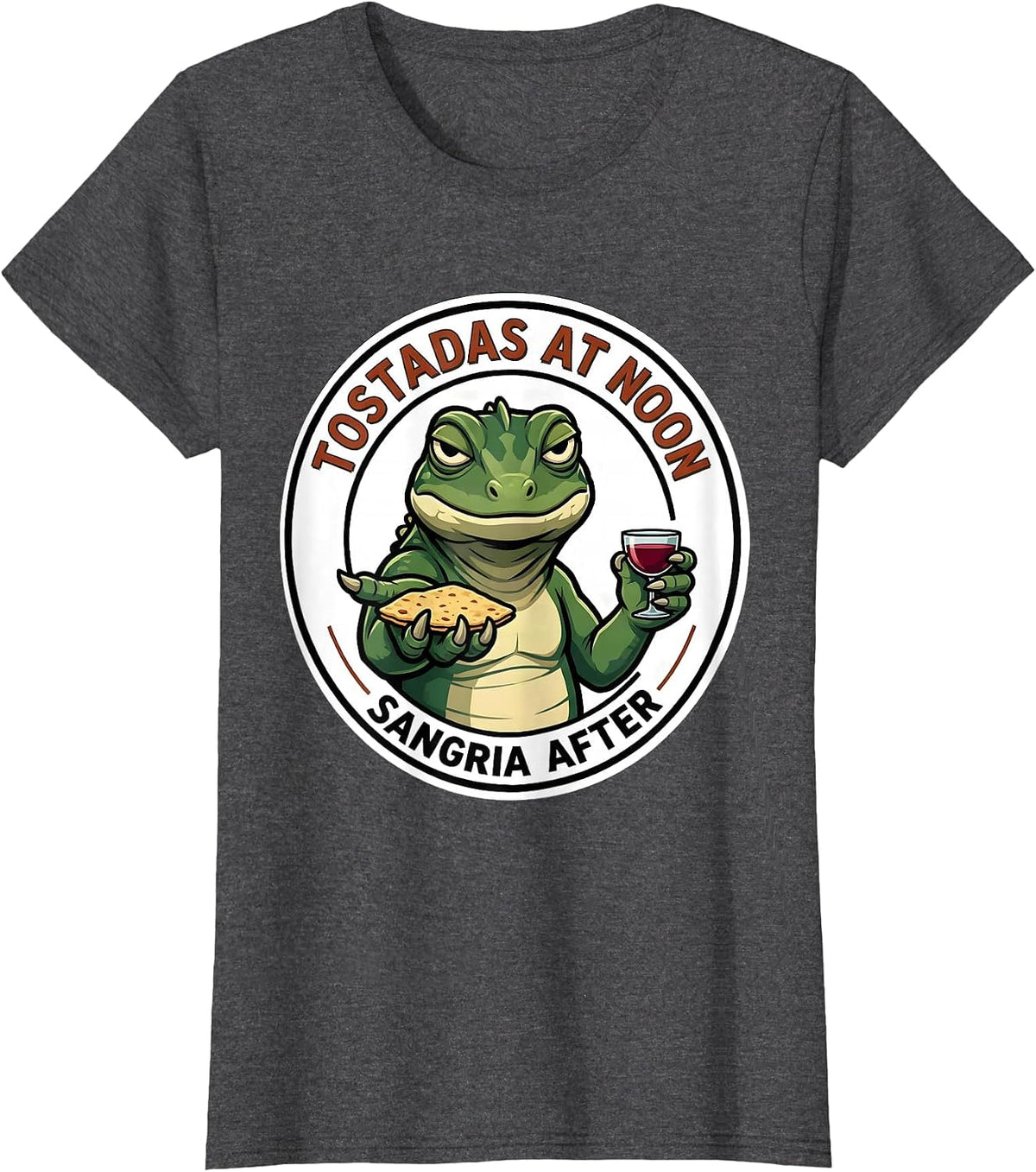 Women's Tostadas At Noon Sangria After Funny Cinco De Mayo Spanish T-Shirt - Dark Heather Grey