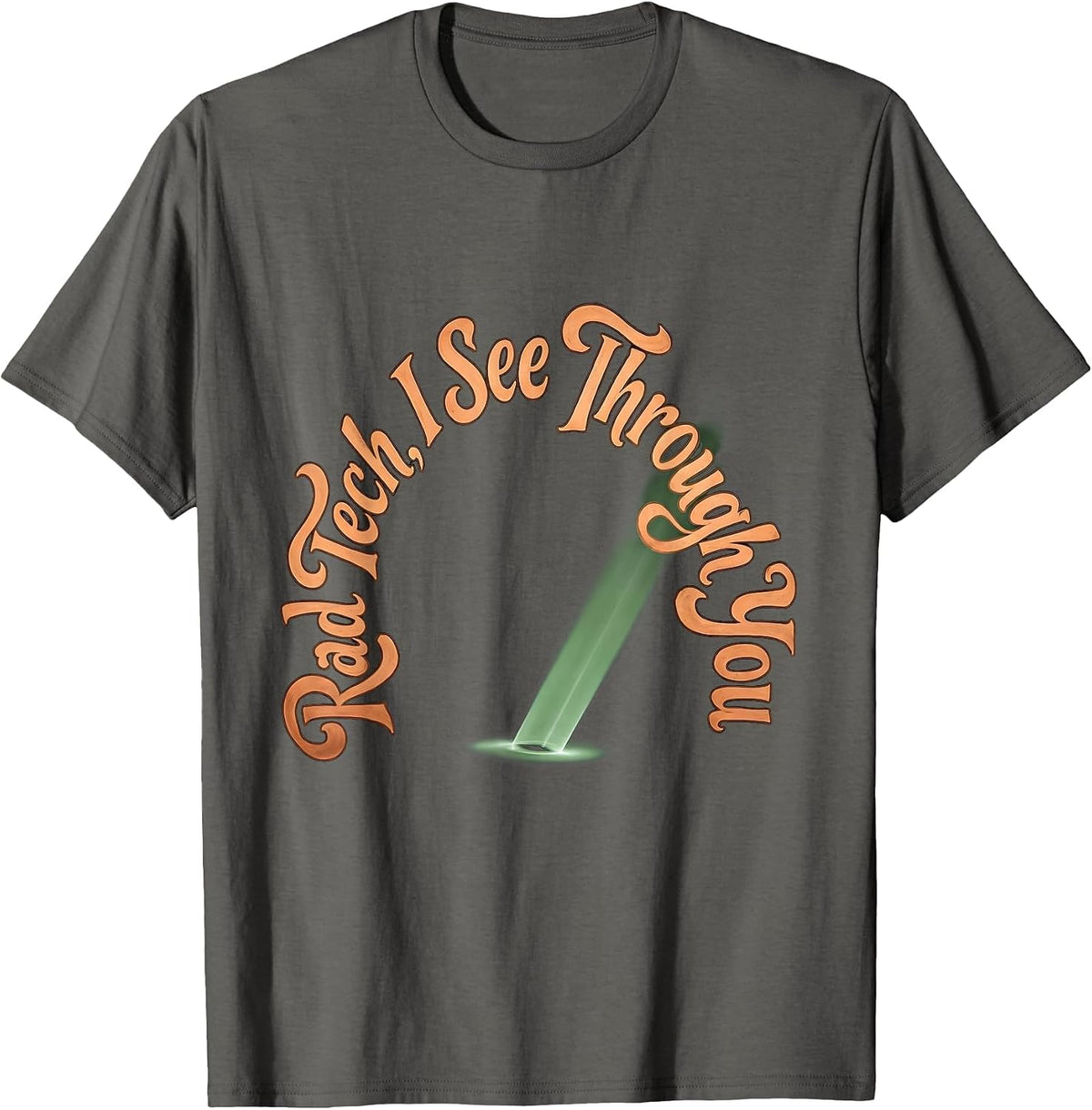 Rad Tech, I See Through You Boho Typography Radiology Tech T-Shirt - Asphalt Grey