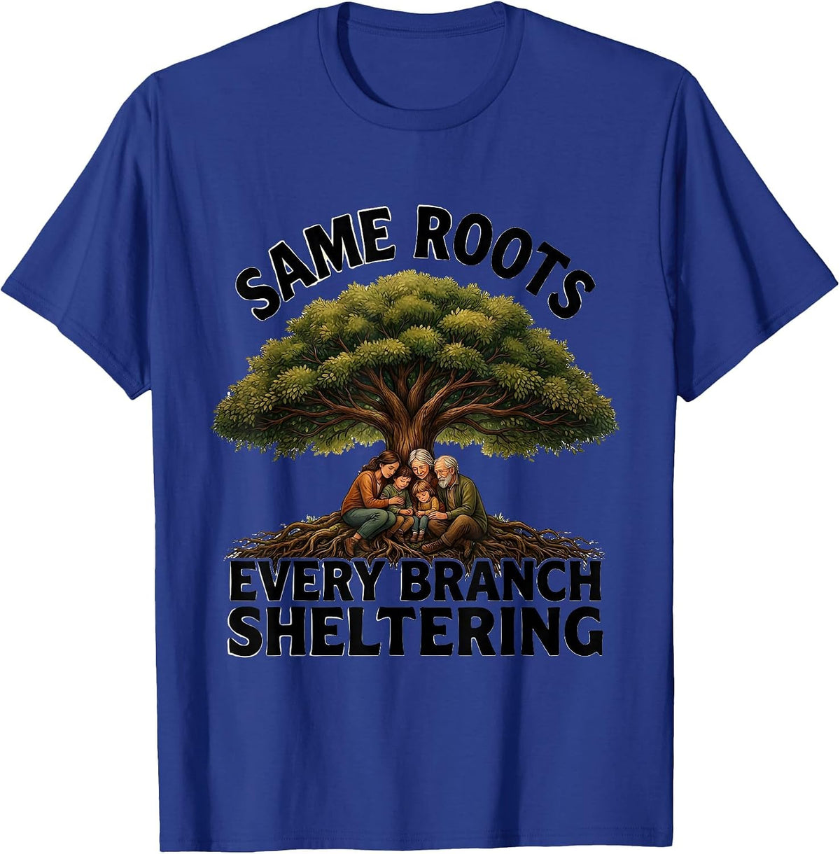 Men's Same Roots Every Branch Sheltering Family Reunion Matching T-Shirt - Royal Blue