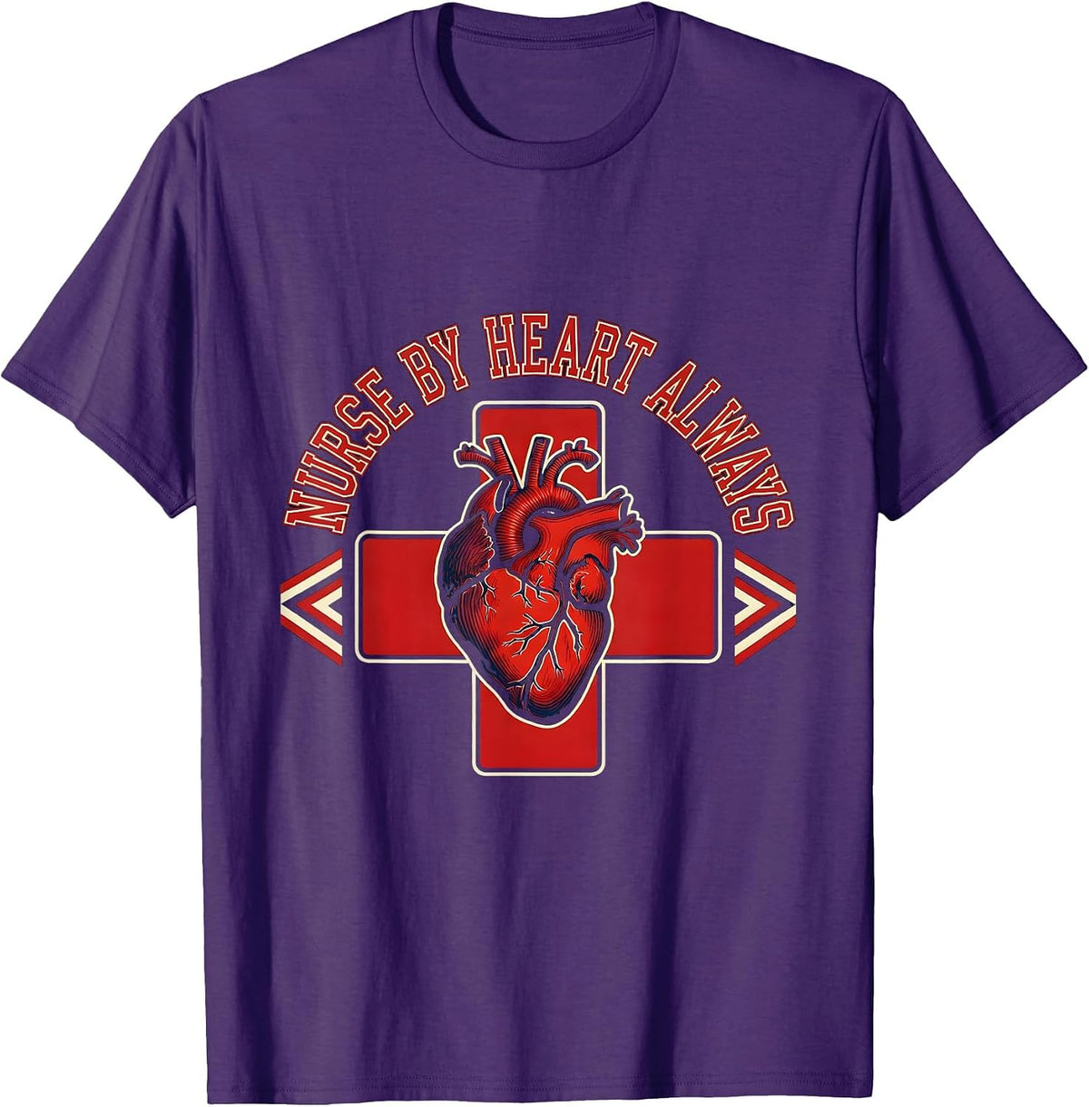 Men's Nurse By Heart Always School Nurse Design T-Shirt - Purple