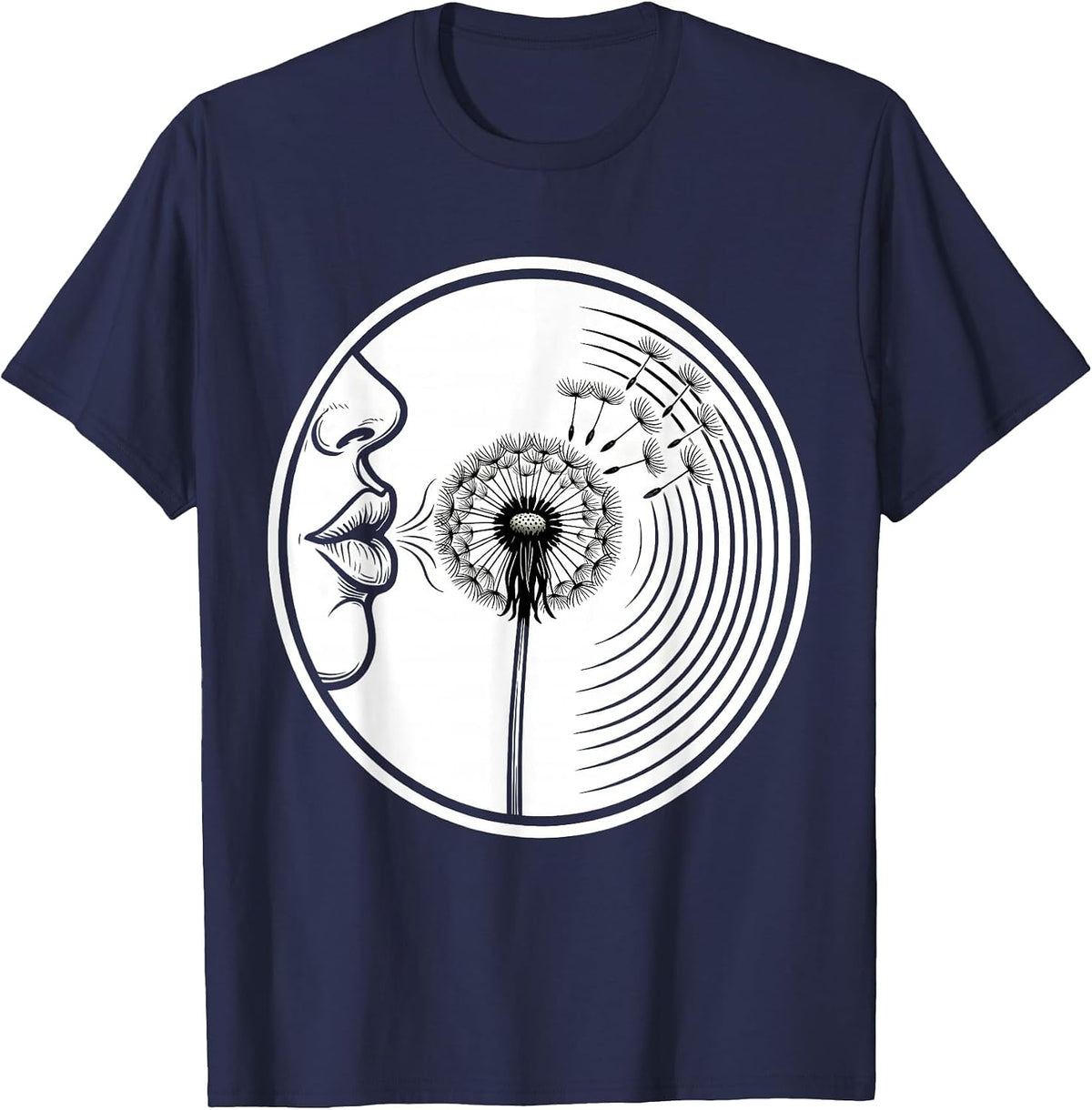 Men's Speech Therapy Dandelion Sound Waves Illustration T-Shirt - Navy Blue