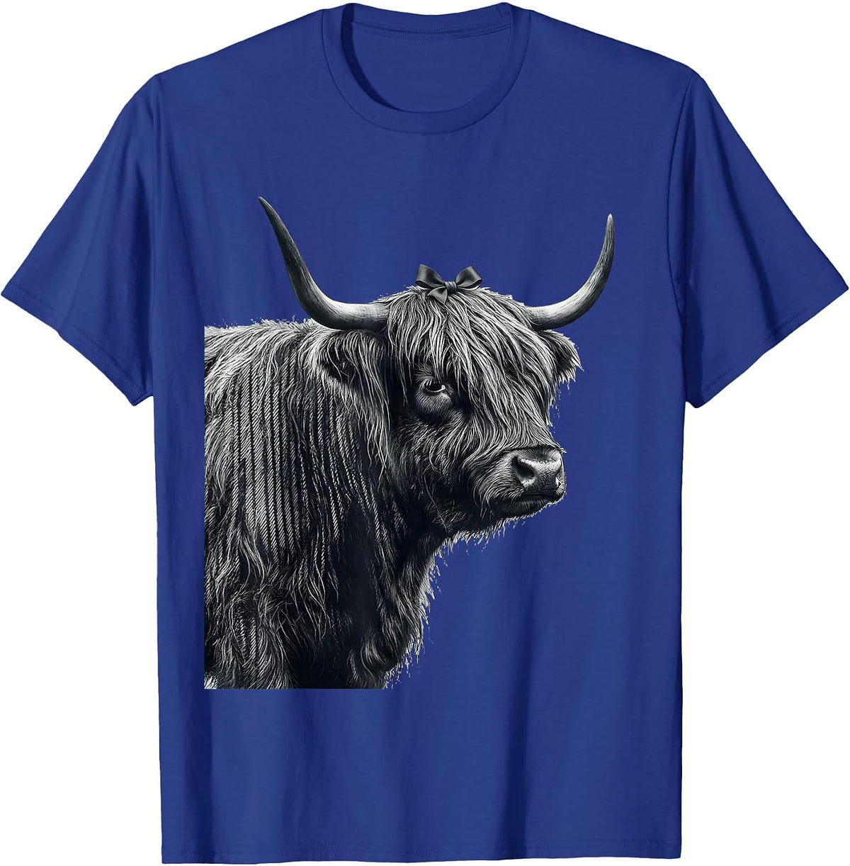 Highland Cow Silhouette Whimsical Holiday Pajama Humor T-Shirt - Royal Blue