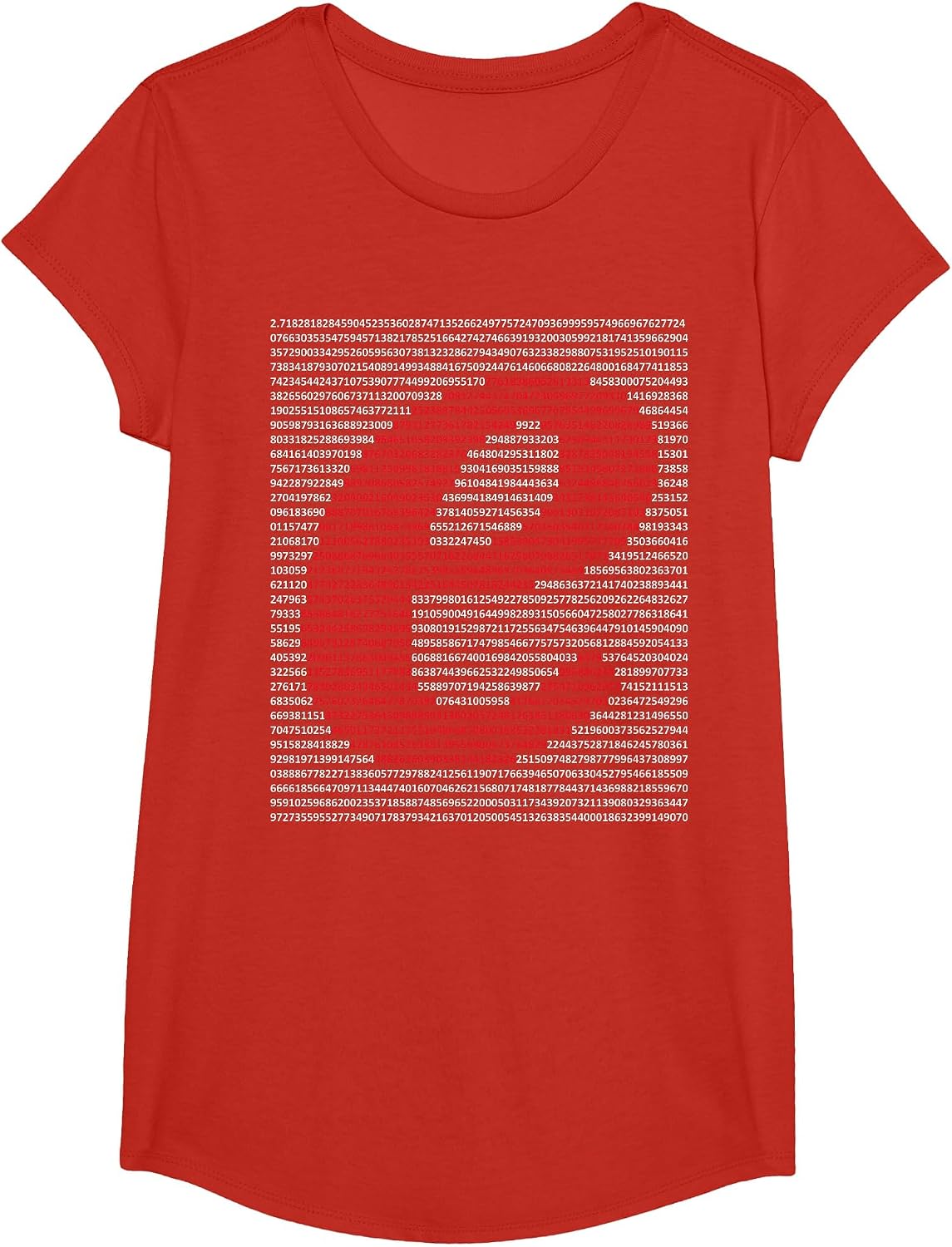 Nerdy e Euler's Number Digits Algebra Math Teacher Geek T-Shirt - Girls Red