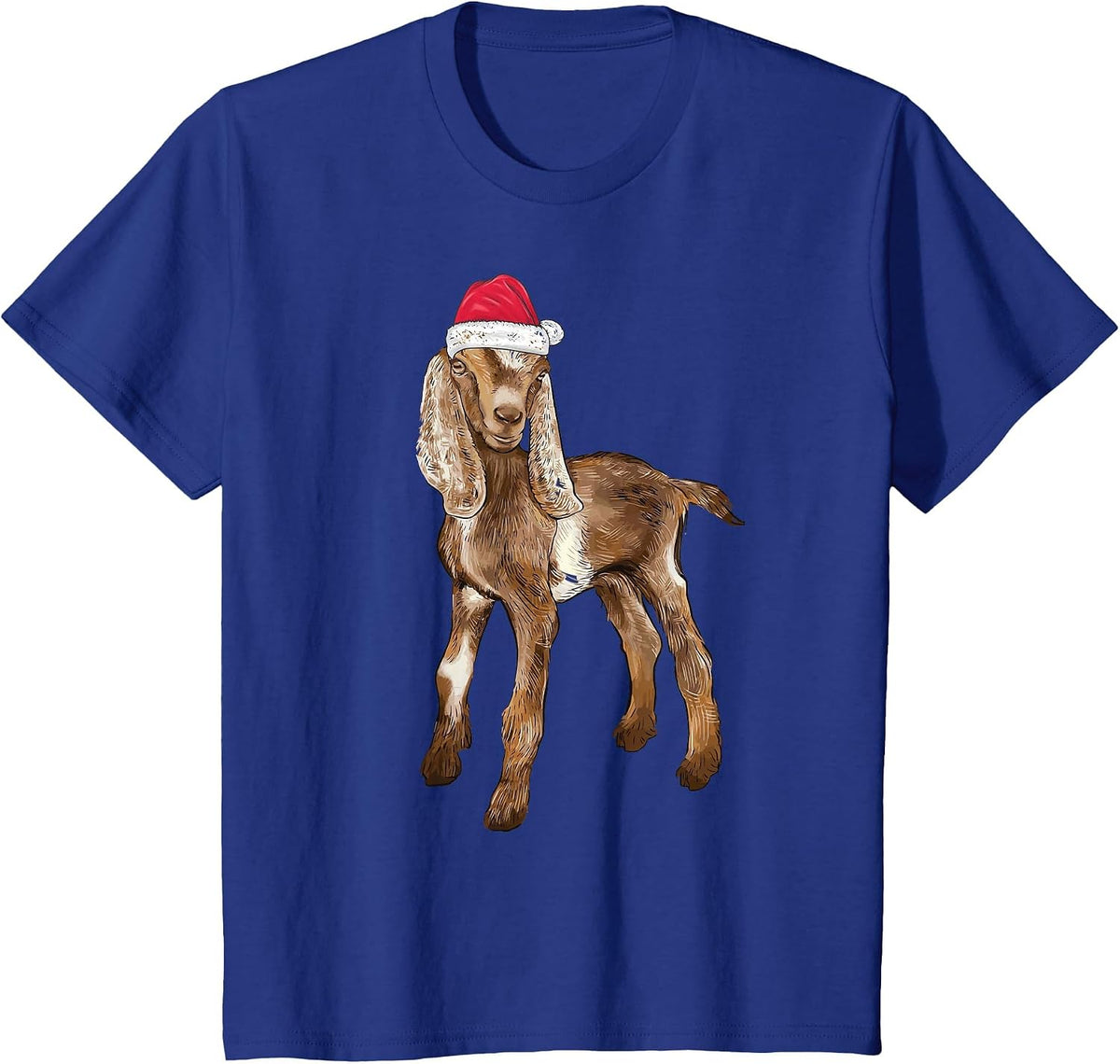 Nubian Goat Christmas Merry Goatmas T-Shirt - Royal Blue