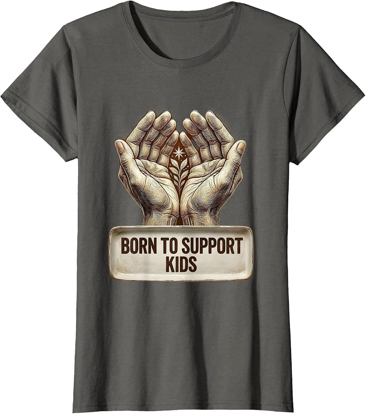 Women's Born to Support Kids Paraprofessional Design T-Shirt - Asphalt Grey