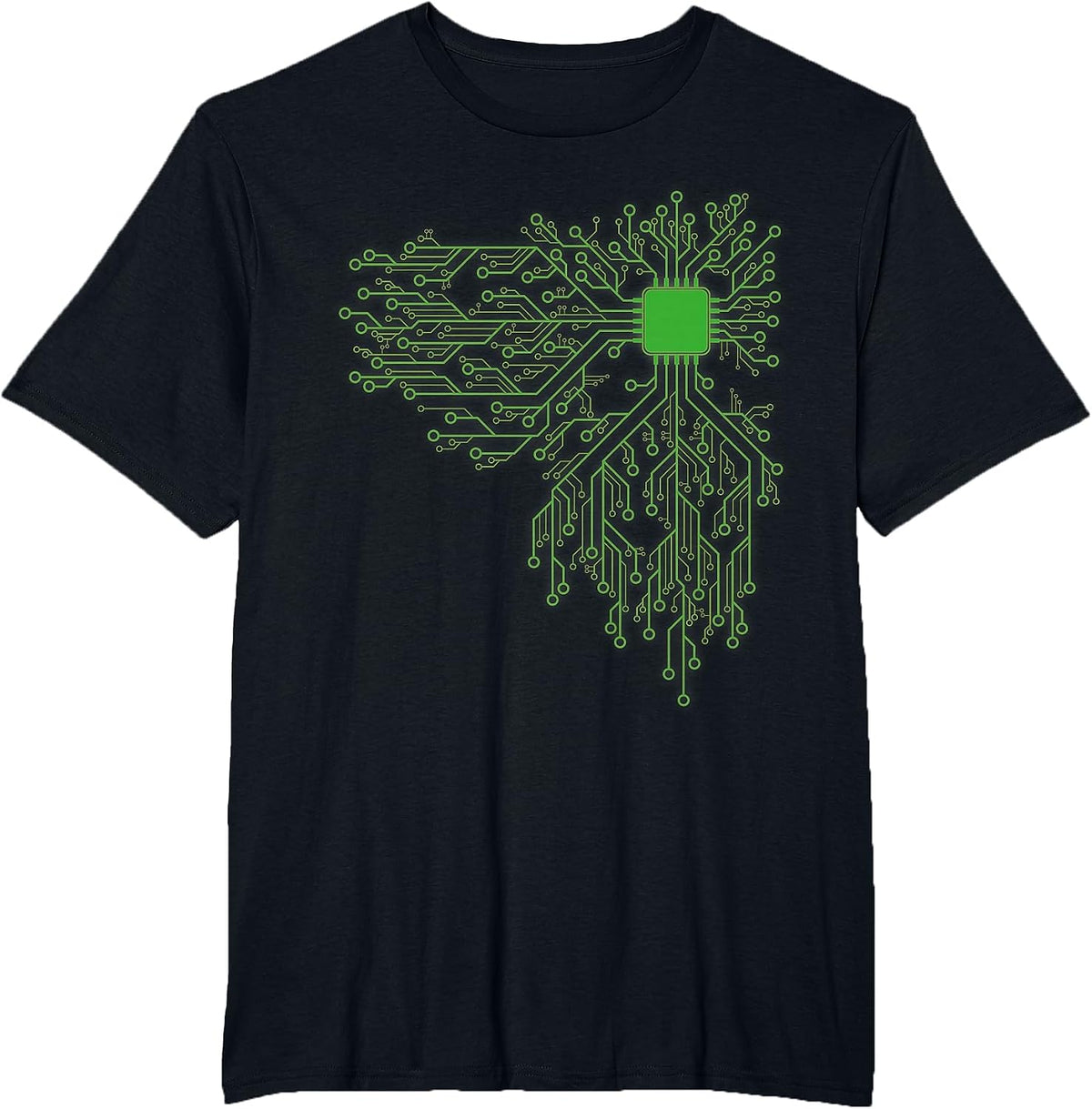 Computer Chip CPU Core Heart - Funny Computer Geek T-Shirt - Black