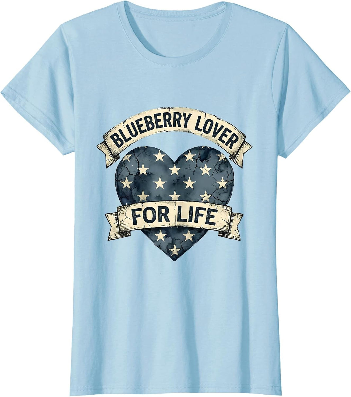 Blueberry Lover For Life Fruity Design T-Shirt - Baby Blue