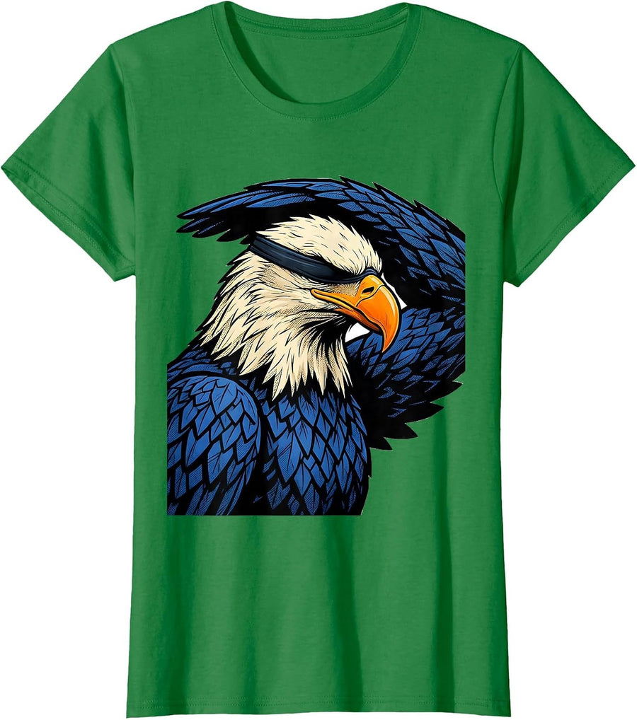 Women's Bald Eagle Comic Book Mascot Humor Novelty T-Shirt - Kelly Green