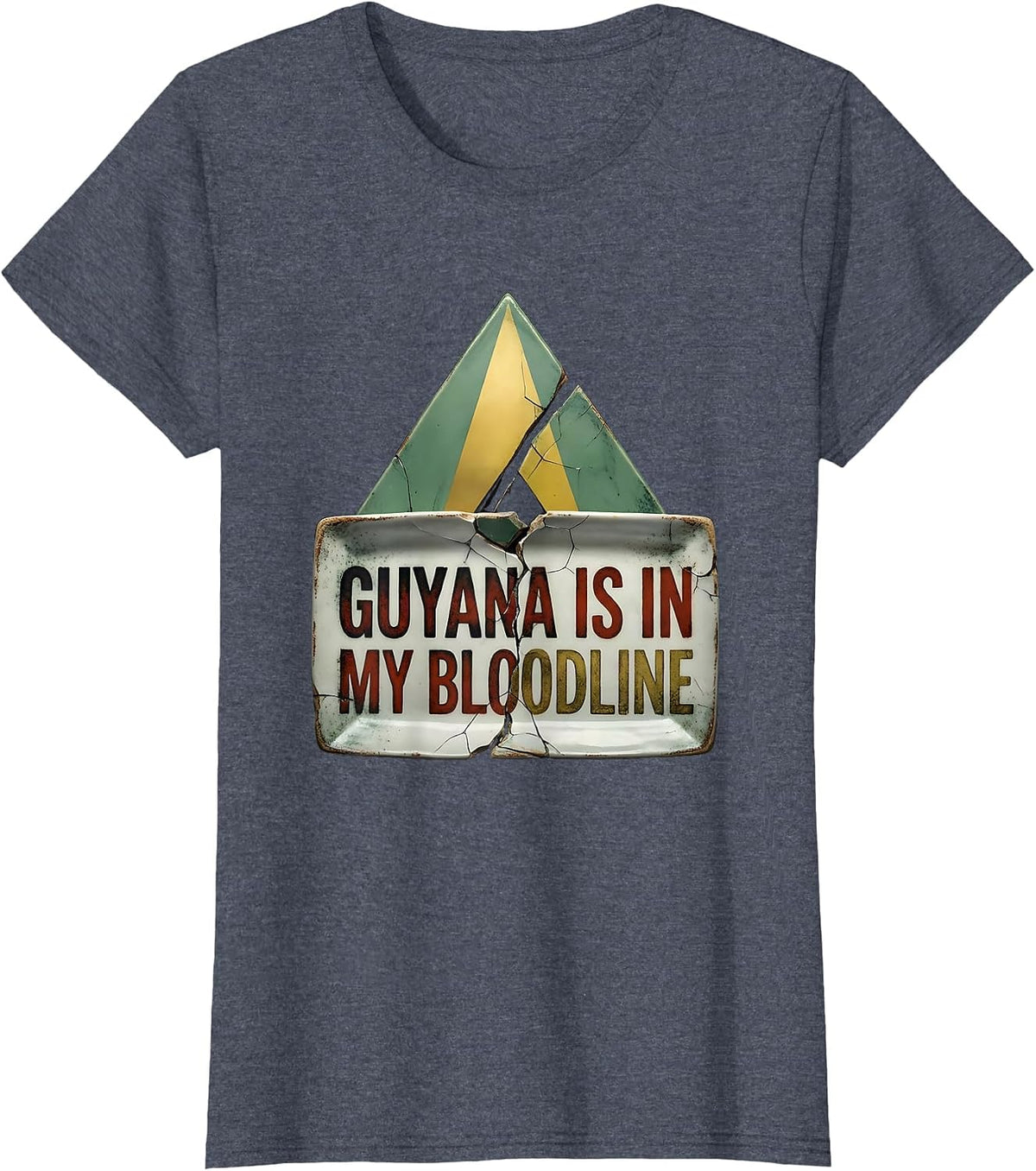 Women's Guyana Is In My Bloodline Distressed Heritage Pride T-Shirt - Heather Blue
