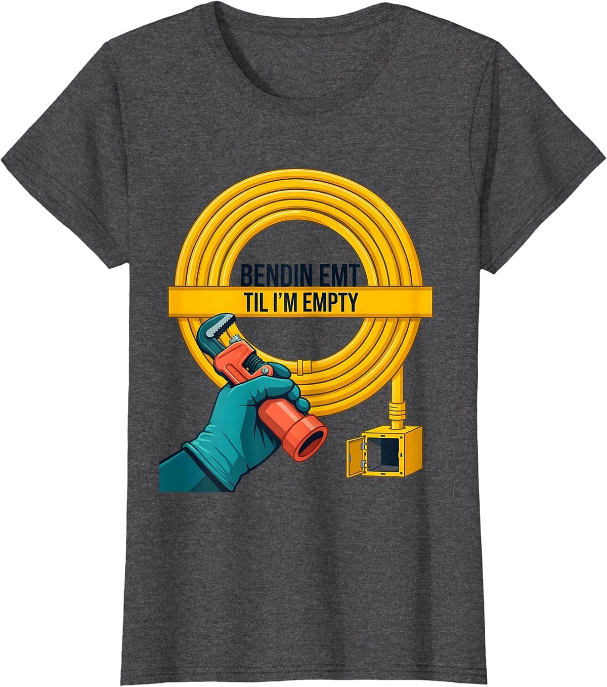 Women's Bendin EMT Til I'm Empty Funny Electrician Gift T-Shirt - Dark Heather Grey