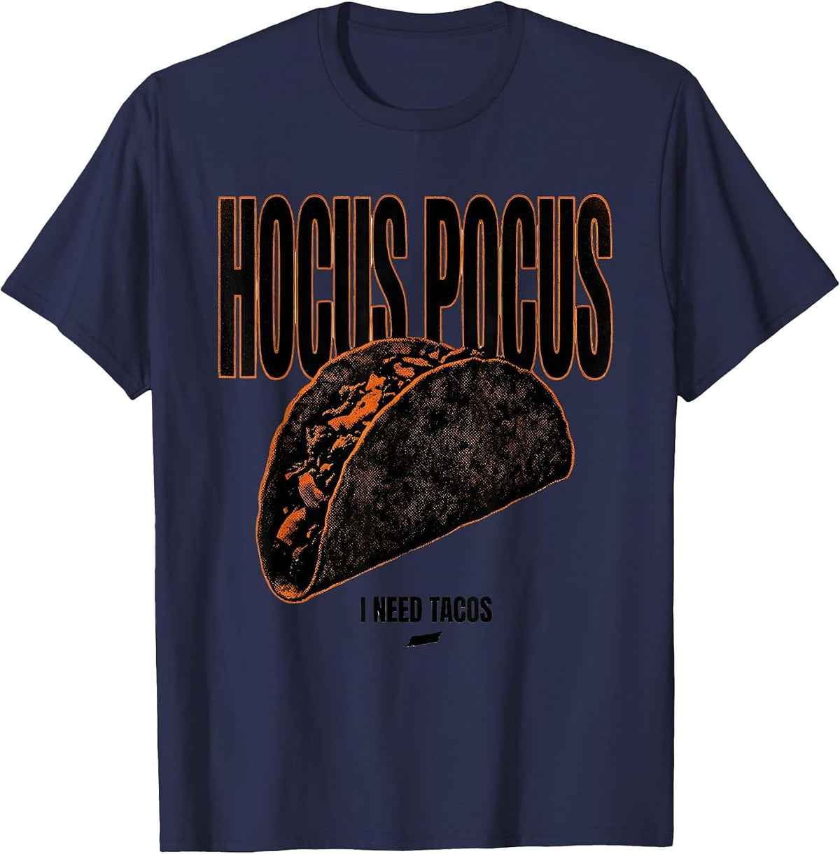 Men's Hocus Pocus I Need Tacos Funny Halloween Pun Humor T-Shirt - Navy Blue