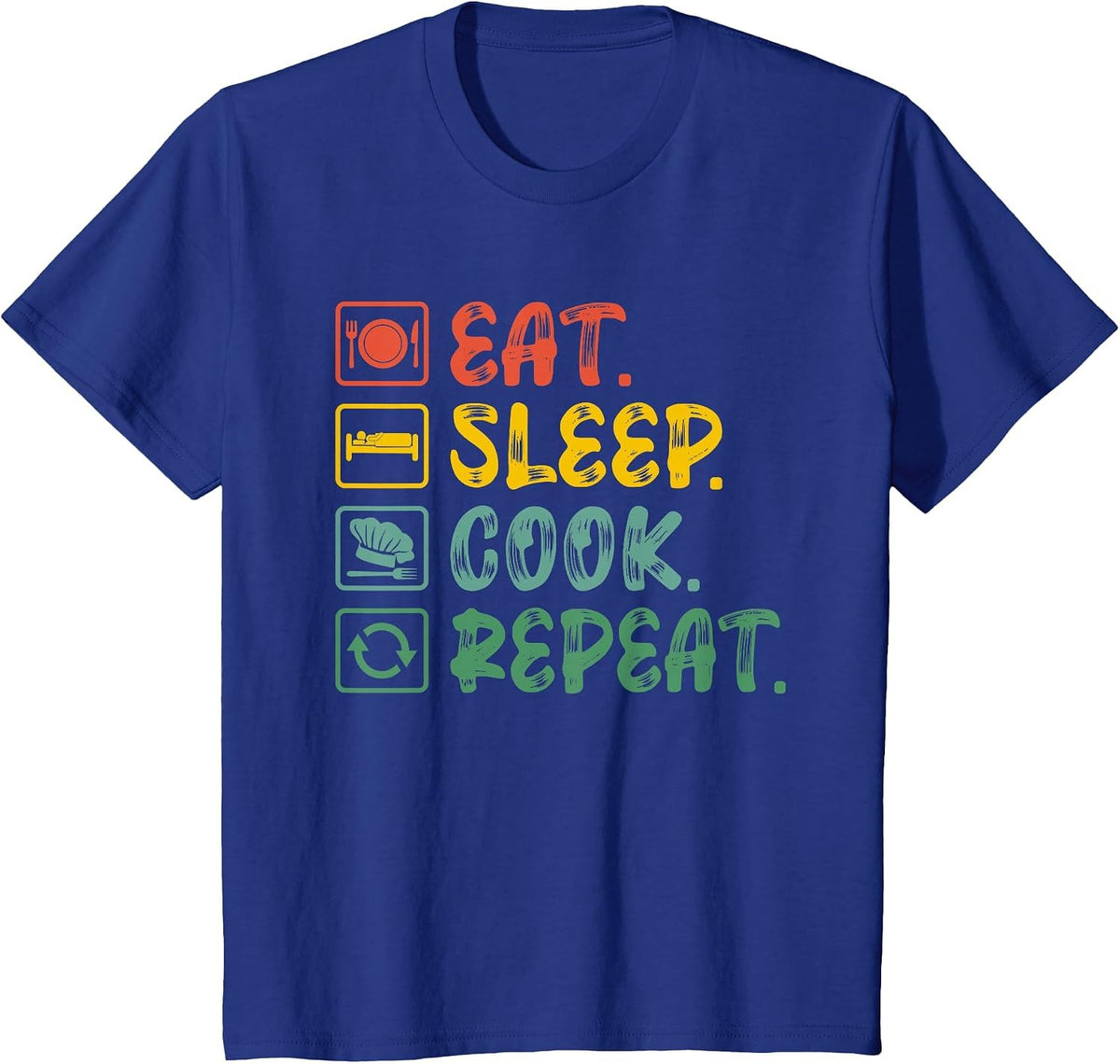 Eat Sleep Cook Repeat T-Shirt - Royal Blue