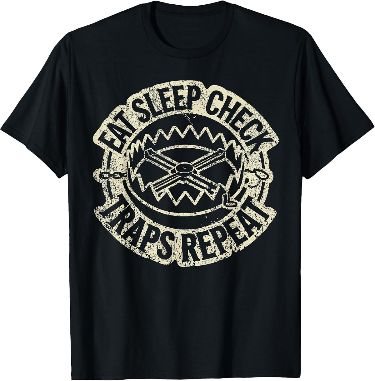 Trapping I Check Traps I Hunting Trapper T-Shirt - Black