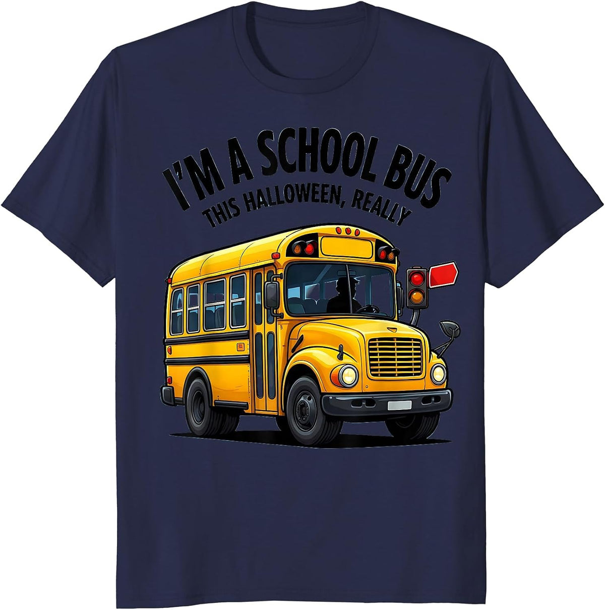 Men's I'm A School Bus This Halloween, Really Funny T-Shirt - Navy Blue