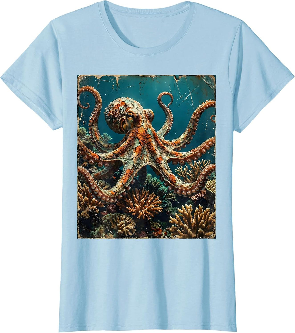 Women's Octopus Camo Coral Reef Camouflage Design T-Shirt - Baby Blue