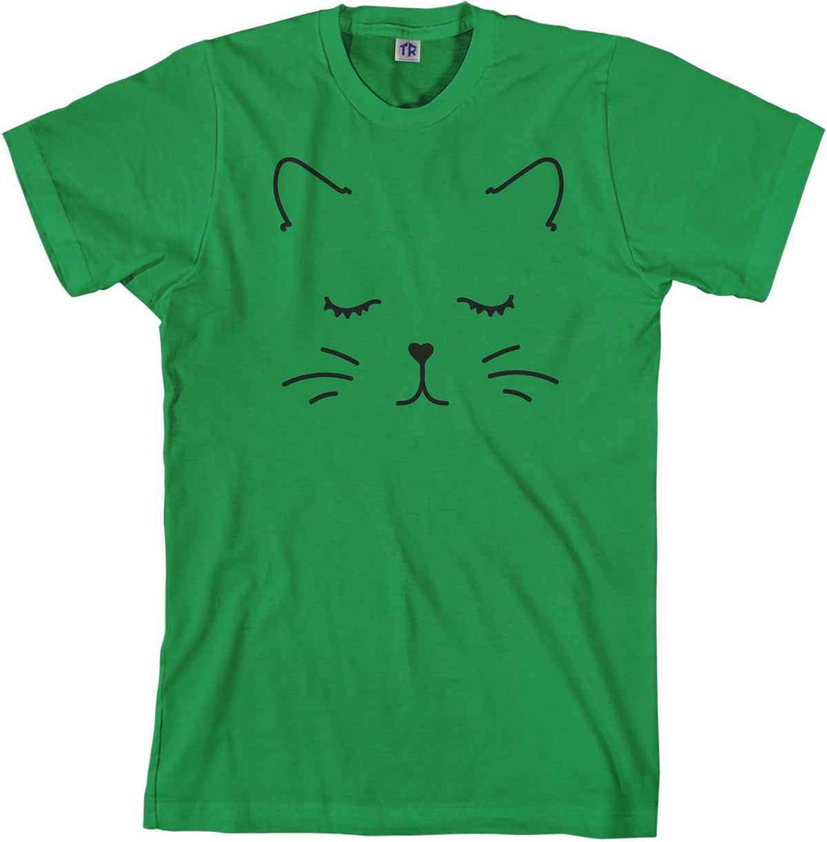Threadrock Men's Kitty Cat Face T-Shirt - Kelly Green
