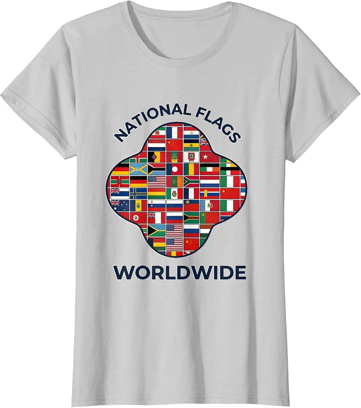 Women's National Flags Worldwide Geography Lover International T-Shirt - Silver Grey