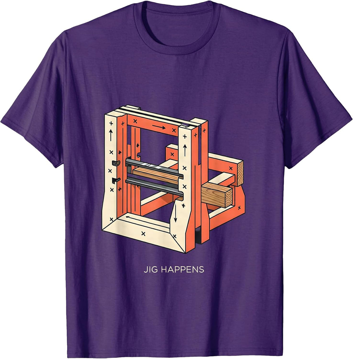 Men's Jig Happens Funny Woodworking Carpenter Dad Humor Gift T-Shirt - Purple
