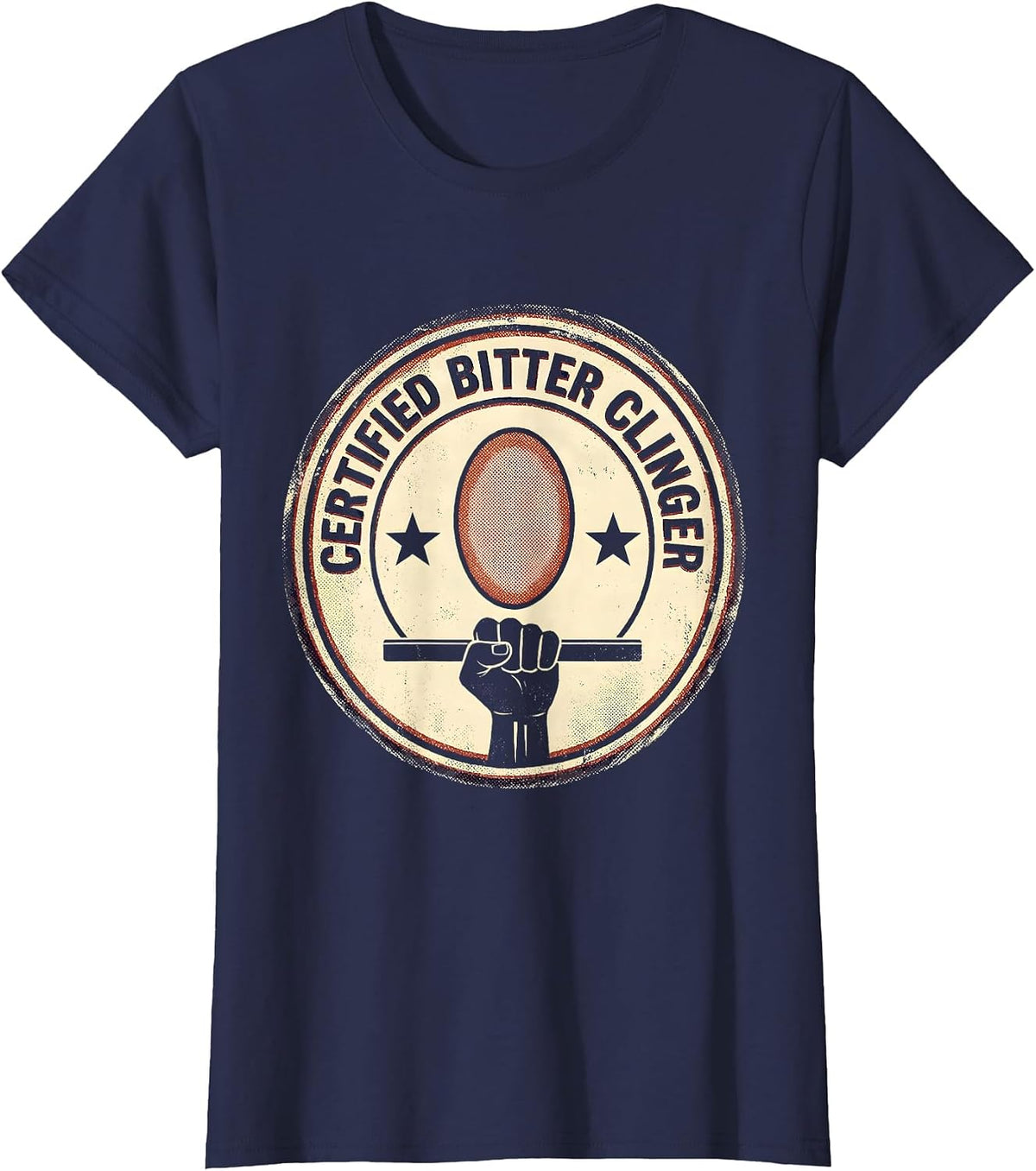 Women's Certified Bitter Clinger Funny Trump Political Satire Humor T-Shirt - Navy Blue