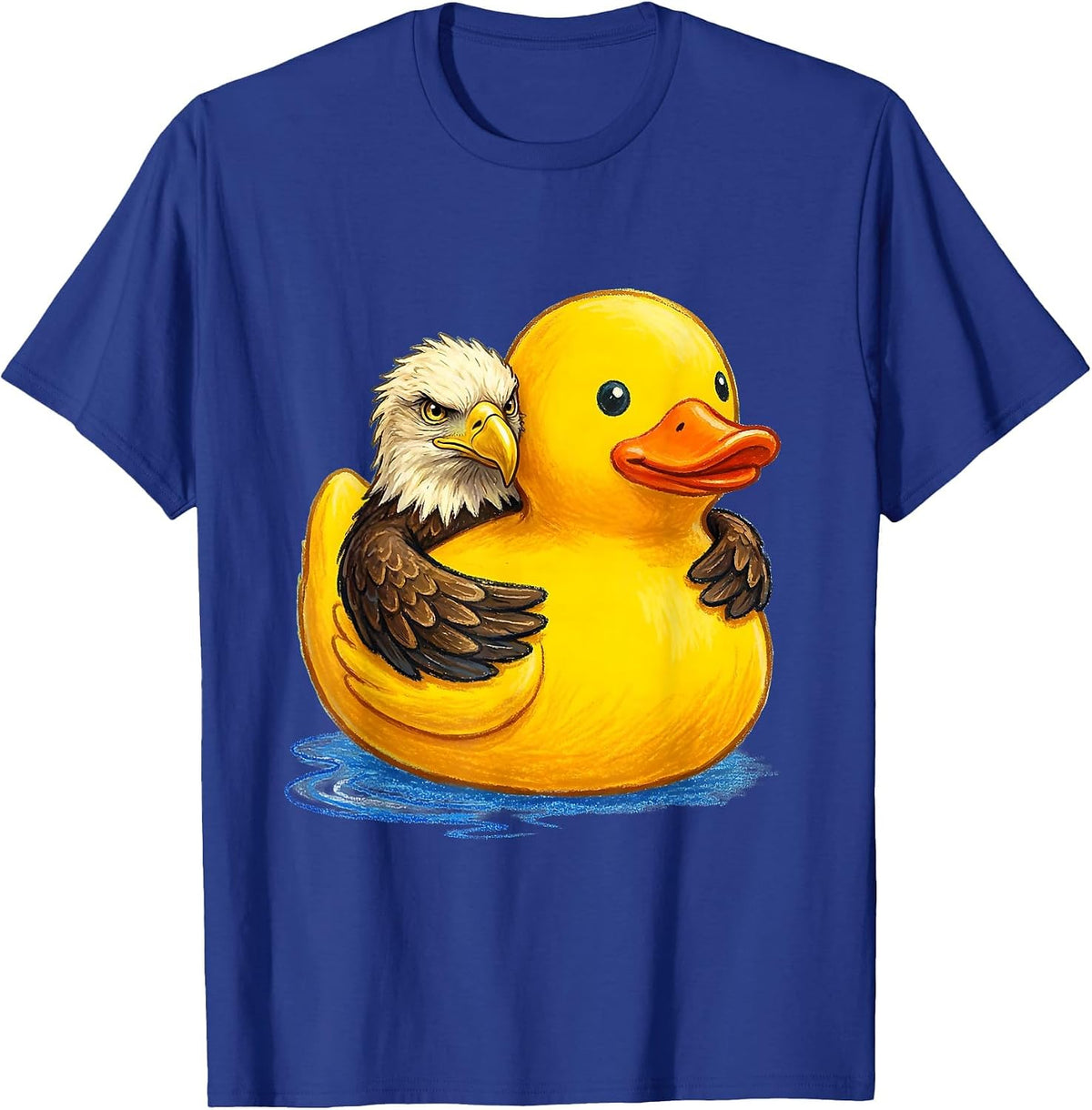 Men's Bald Eagle With Sunglasses Naive Kidcore Family Humor T-Shirt - Royal Blue