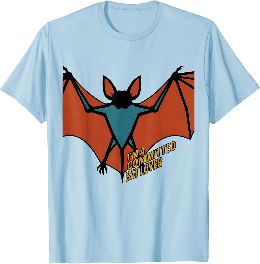 Men's I'm A Committed Bat Lover Funny Bat Enthusiast Wildlife T-Shirt - Baby Blue