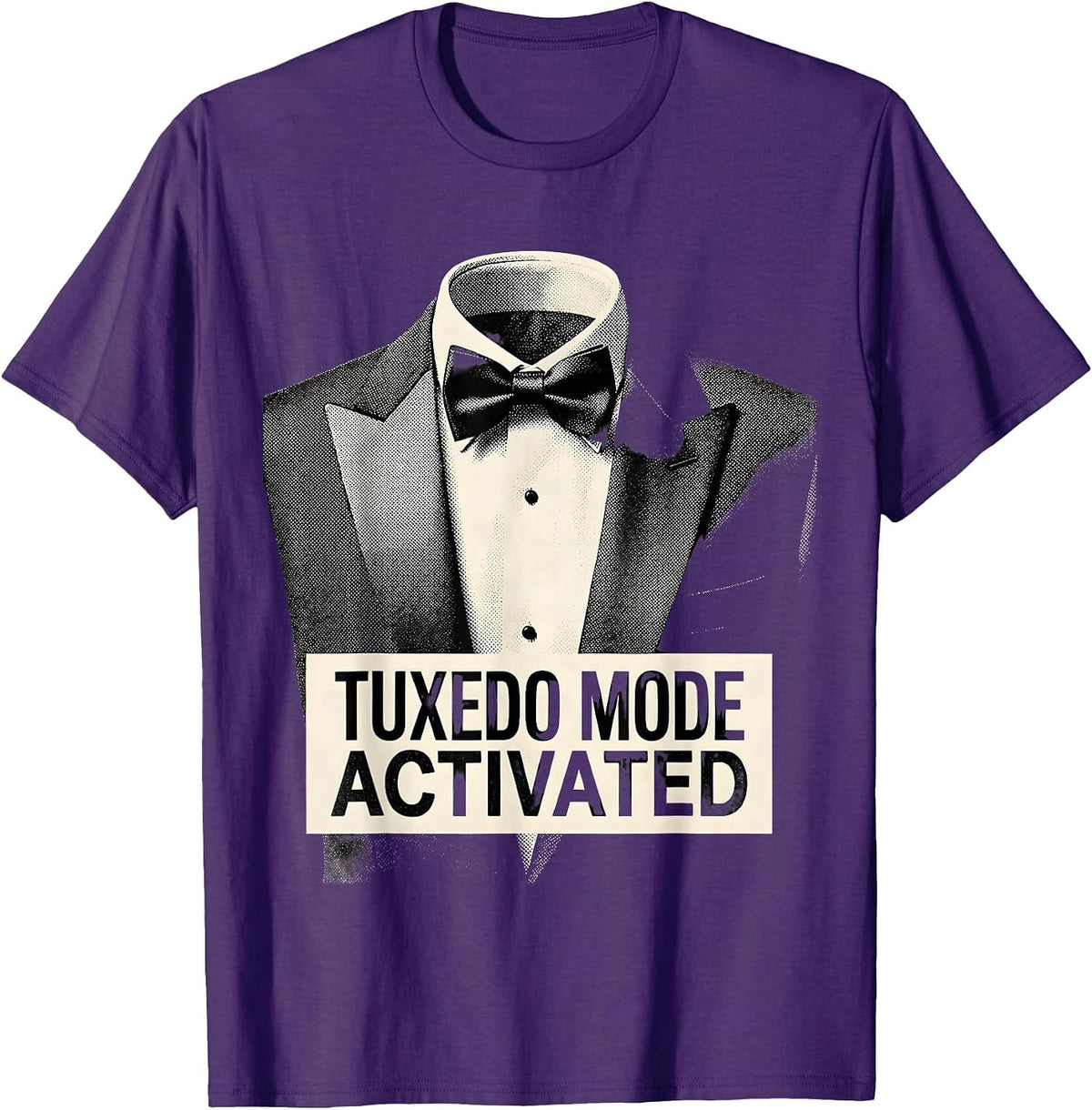 Men's Tuxedo Mode Activated Funny Formal Style Design T-Shirt - Purple
