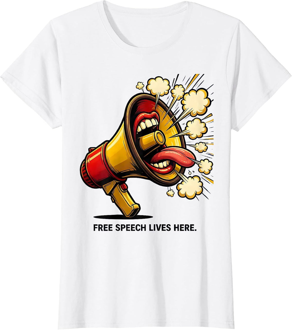 Free Speech Lives Here First Amendment Design T-Shirt - White