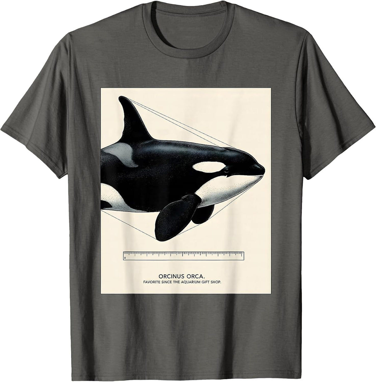 Orcinus Orca Favorite Since The Aquarium Gift Shop Botanical T-Shirt - Asphalt Grey
