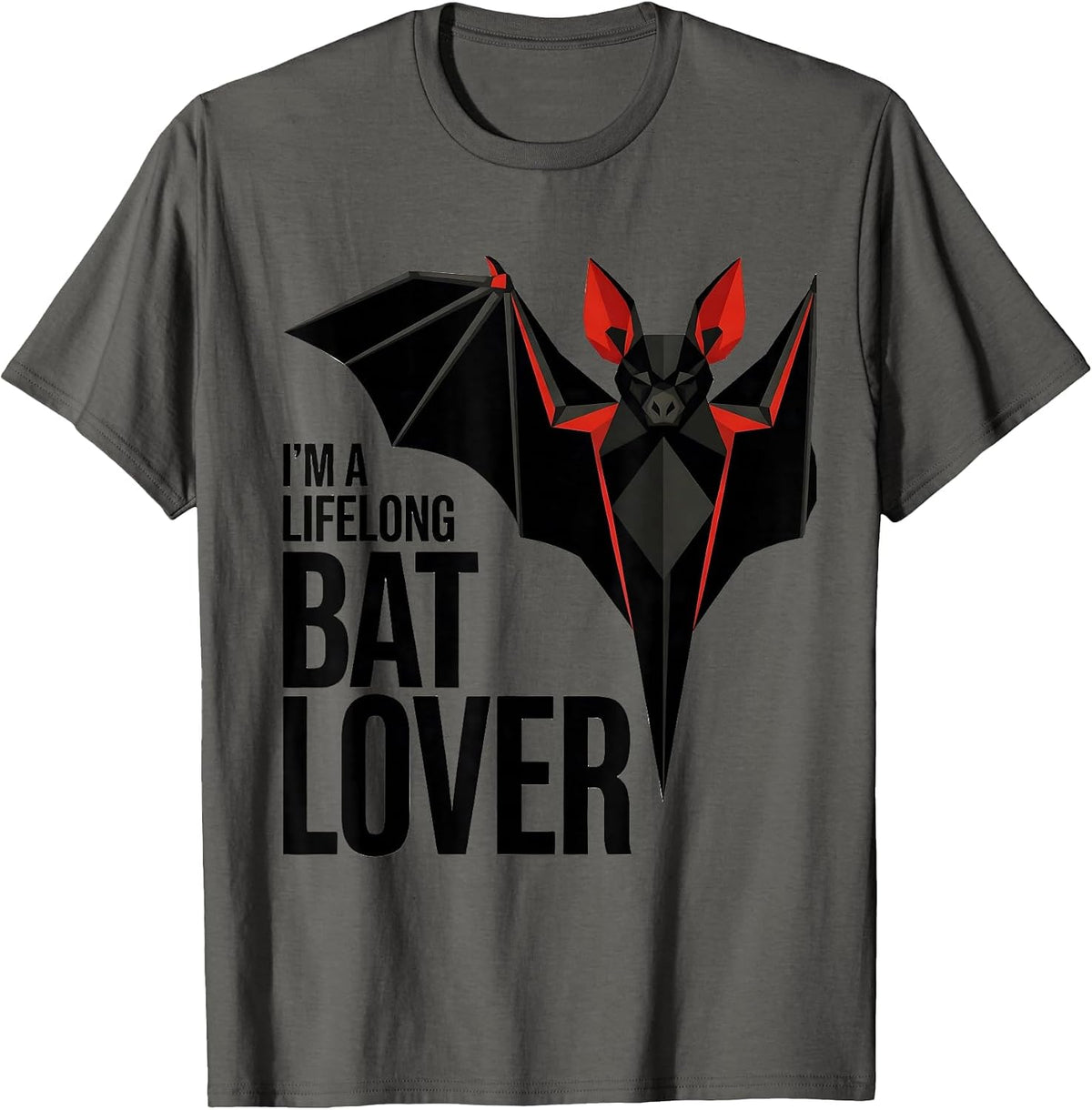 I'm A Lifelong Bat Lover Whimsical Wildlife Conservation T-Shirt - Asphalt Grey