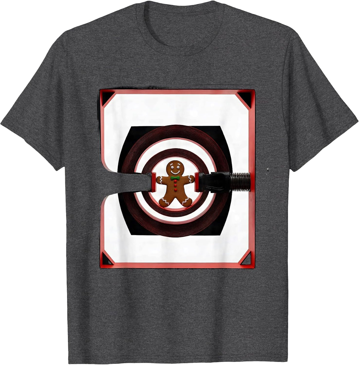 Men's Gingerbread Radiology Tech Geometric Christmas Humor T-Shirt - Dark Heather Grey