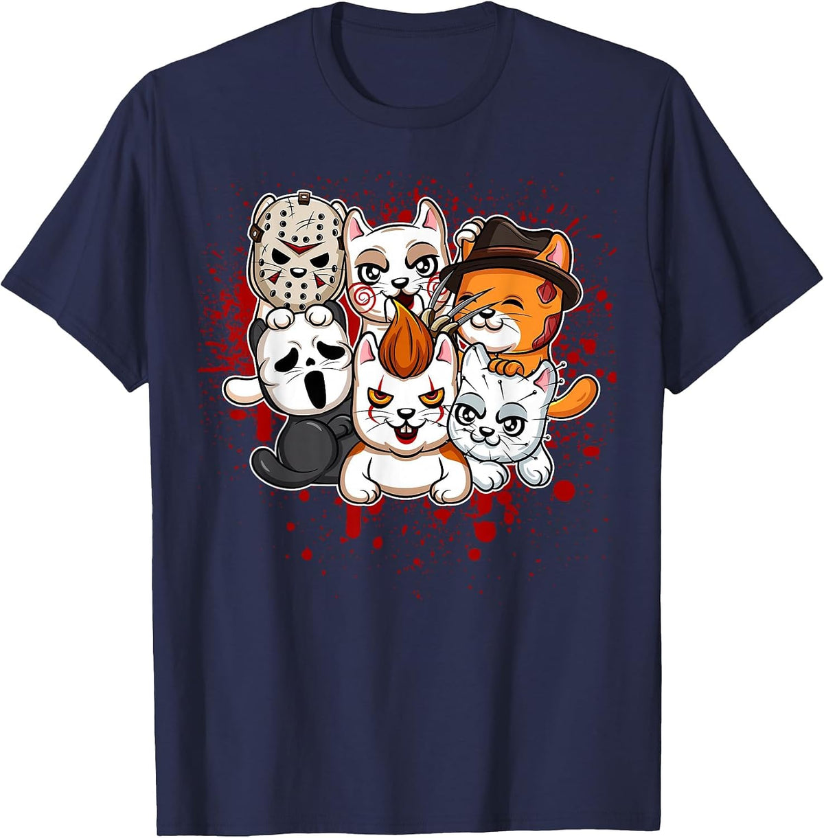 My Little Horror Crew - Halloween Cats T-Shirt - Navy Blue