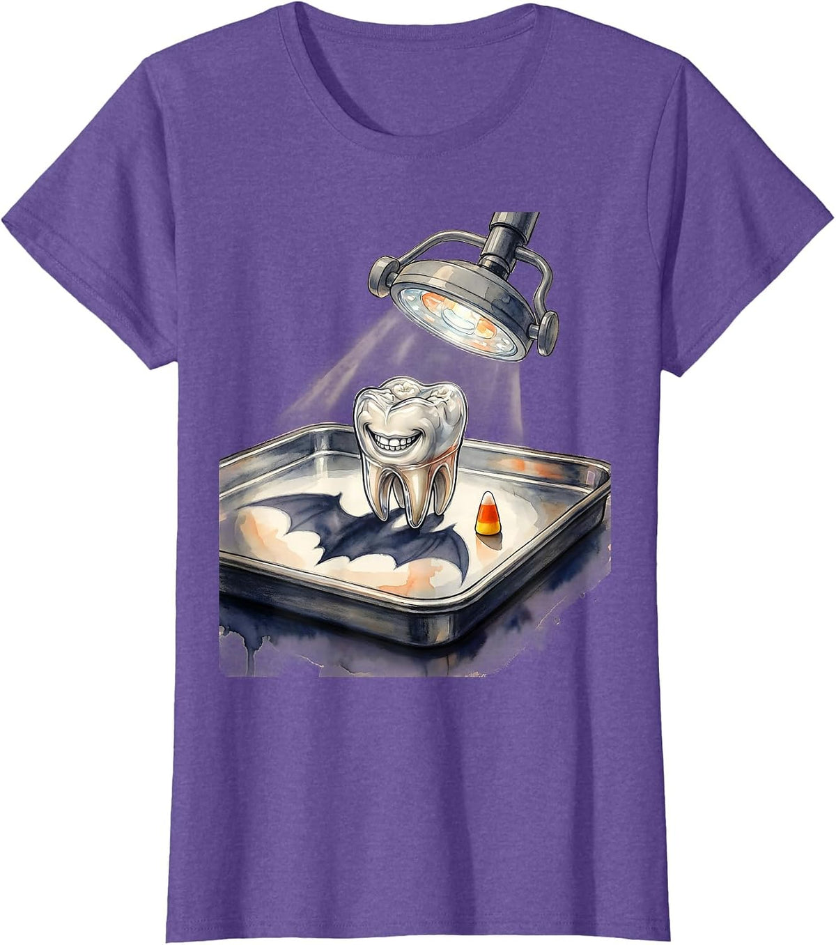 Smiling Molar Halloween Dentist Dental Humor Costume T-Shirt - Purple Heather