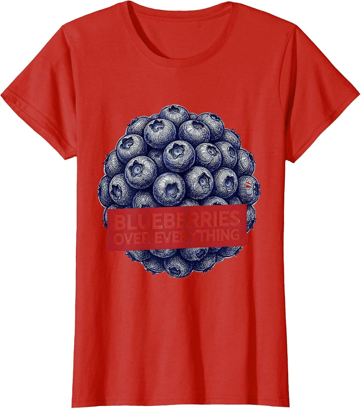 Women's Red White and Blueberries Patriotic Fruit Design T-Shirt - Red