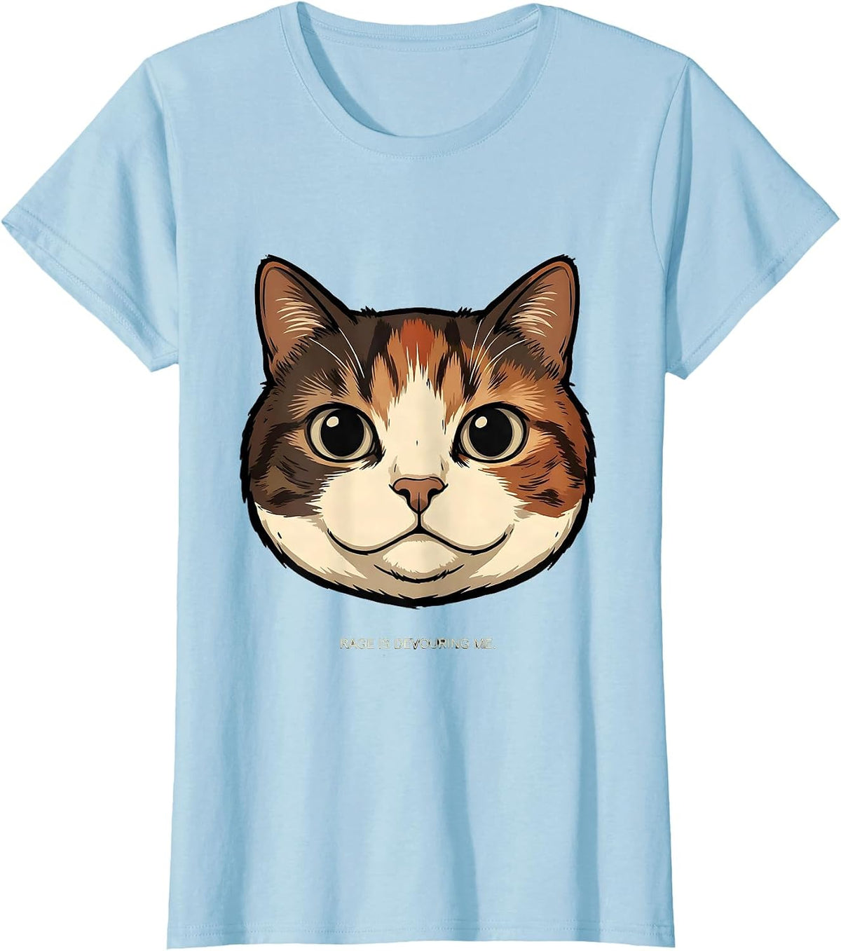 Rage Is Devouring Me Cartoon Cat Meme Humor Cat Lover T-Shirt - Baby Blue