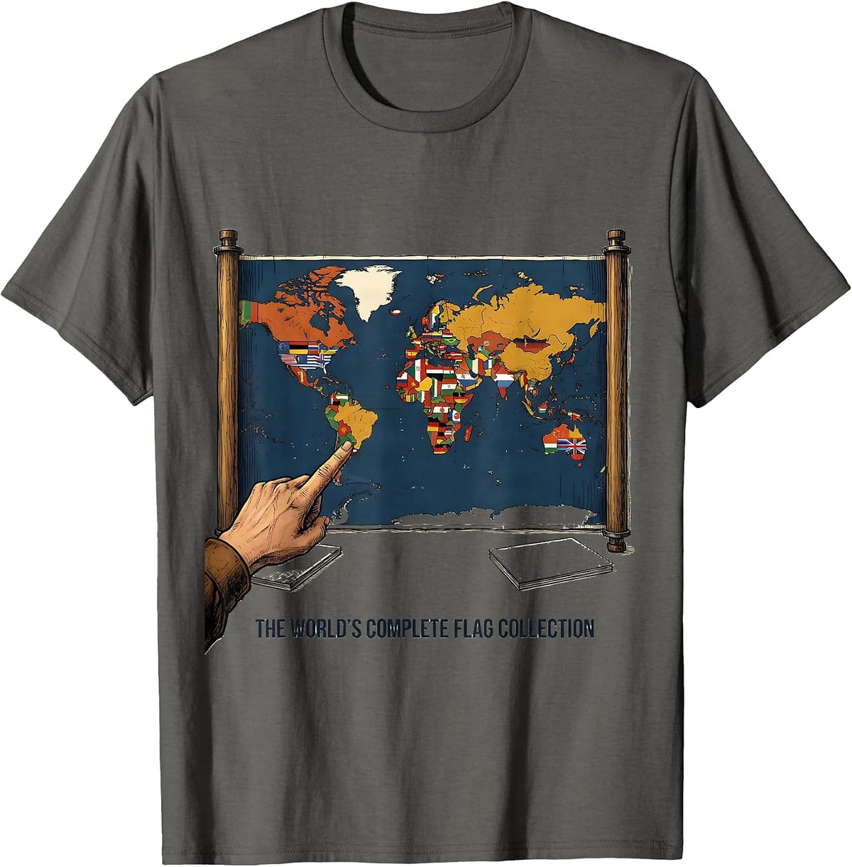 Men's The World's Complete Flag Collection International Geography T-Shirt - Asphalt Grey