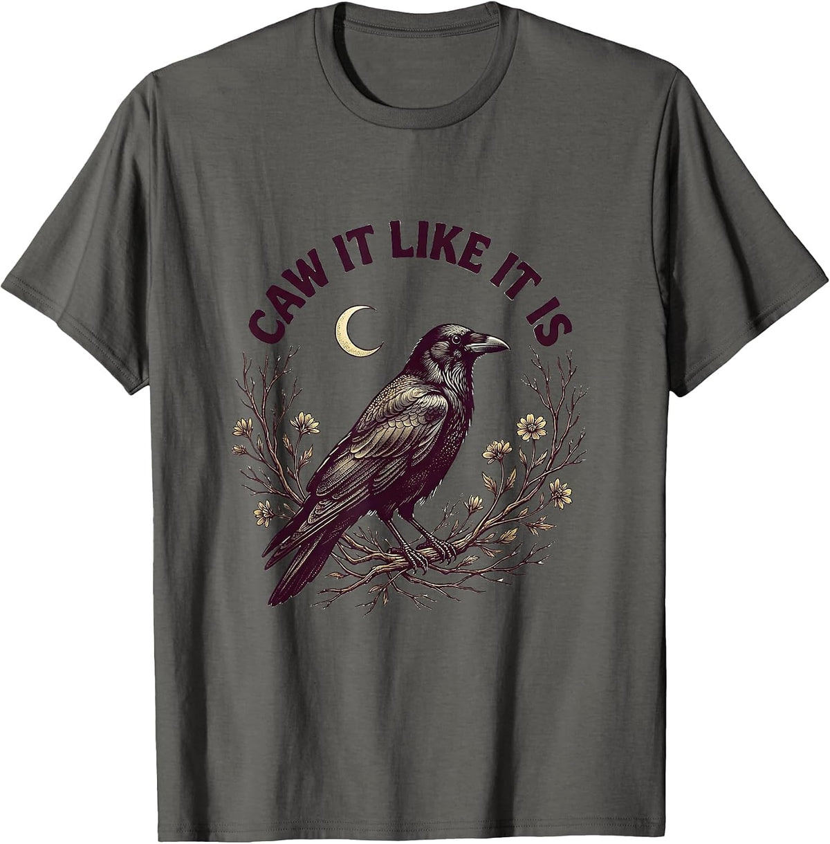 Caw It Like It Is Funny Crow Design T-Shirt - Asphalt Grey