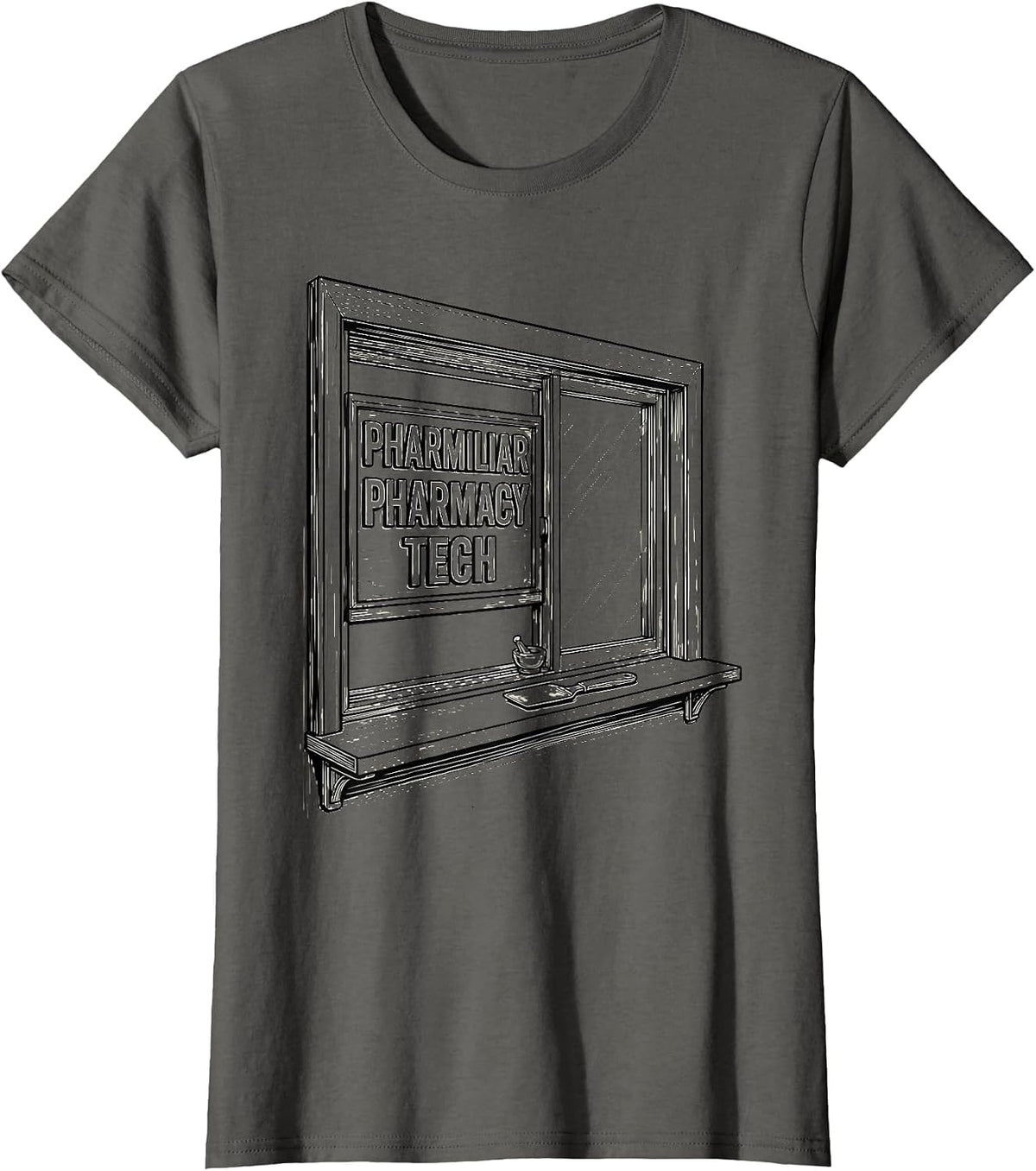 Women's Pharmiliar Pharmacy Tech Funny Pharmacy Tech Pharmacist Gift T-Shirt - Asphalt Grey