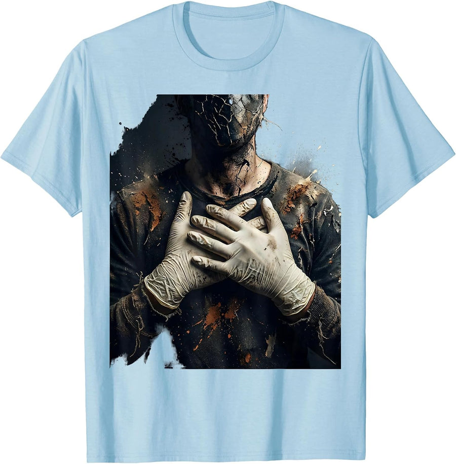 Men's EMT Chest Compressions CPR Rescue Graphic T-Shirt - Baby Blue