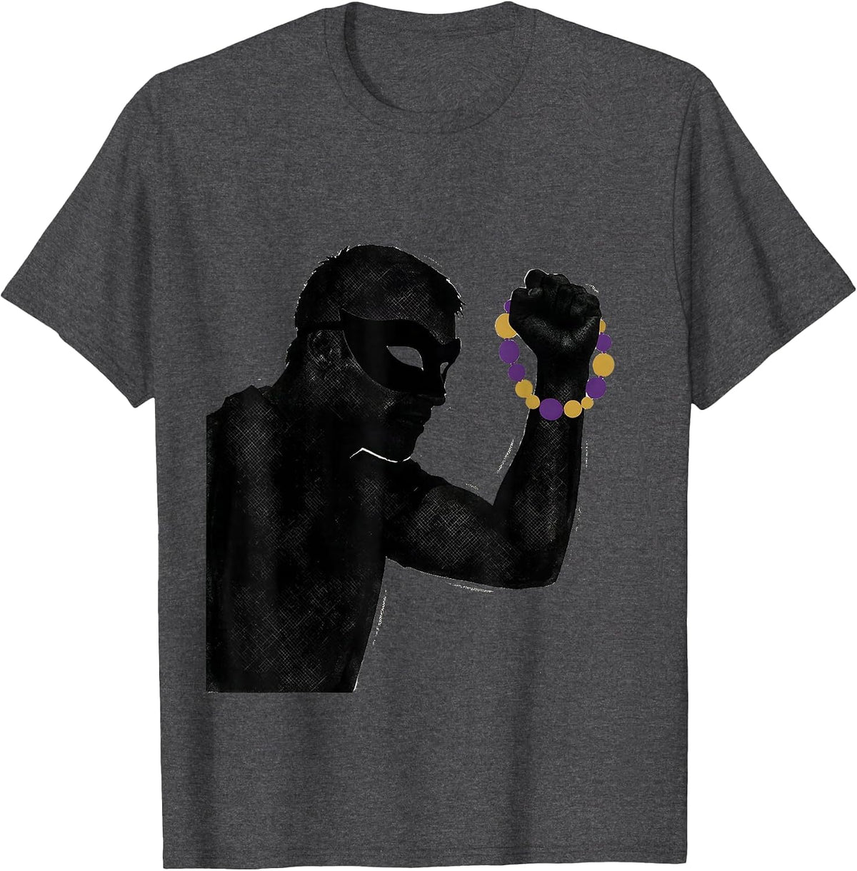 Reveler Mask Stencil Mardi Gras Carnival Party Costume T-Shirt - Dark Heather Grey