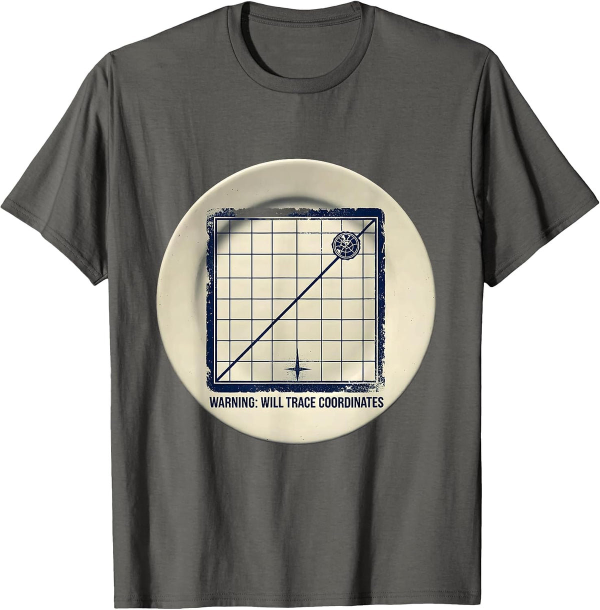Warning Will Trace Coordinates Funny Geography Teacher T-Shirt - Asphalt Grey