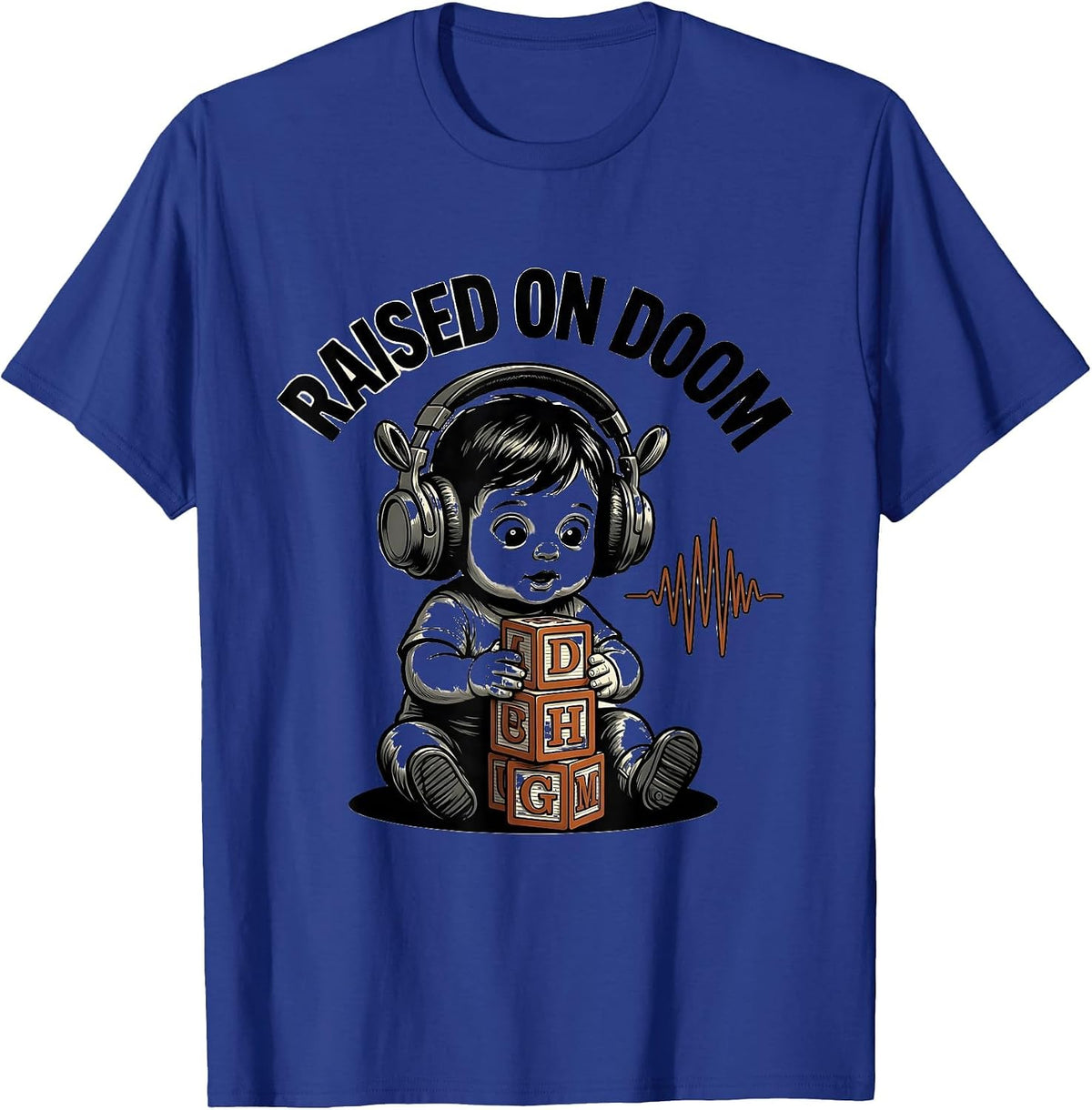 Raised On Doom Funny Heavy Metal Fan Ironic Humor T-Shirt - Royal Blue